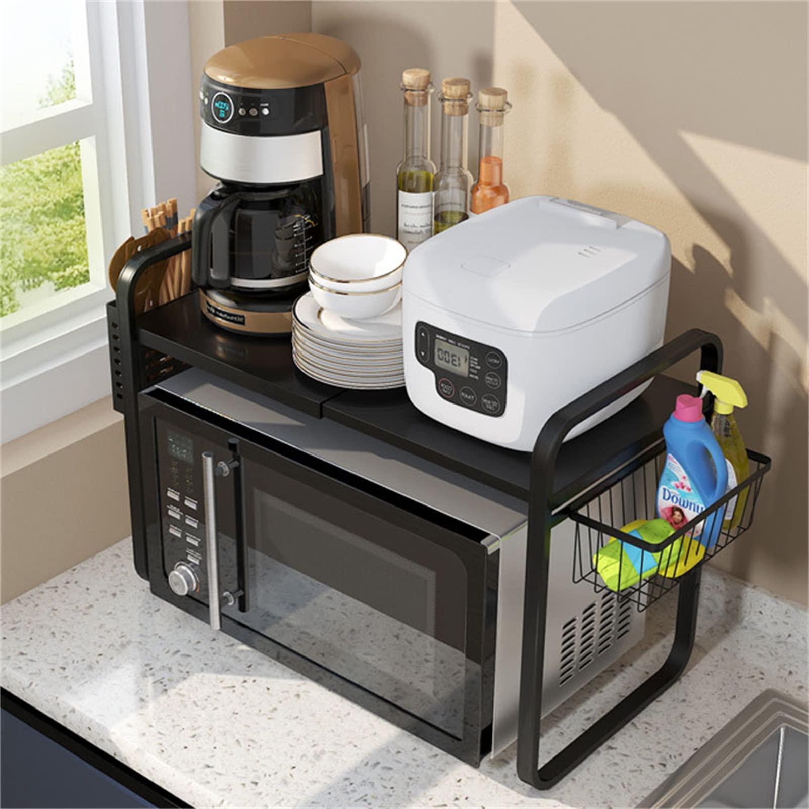 CGF- Extendable Microwave Oven Rack Microwave Shelf Stand Kitchen Storage Organiser Retractable Baker\'s Rack Kitchen Counter Organiser Printer Shelf