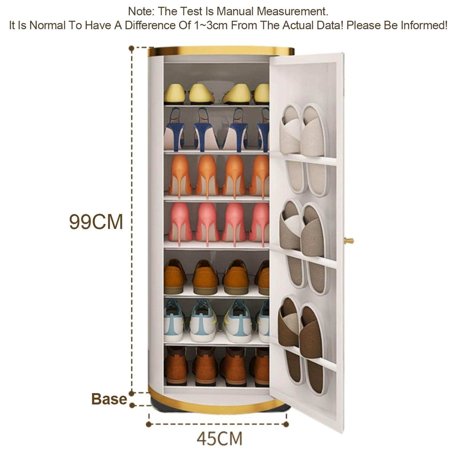 BAYTEWJX Spinning Shoe Rack Shoe Cabinet for Entryway Round Rotating Shoe Rack 360 Multi-Functional Household Shoe Cabinet Space Saving Shoe Rack for Home Closet Hallway Entrance Bedroom. ( Size : ID45-H99cm )