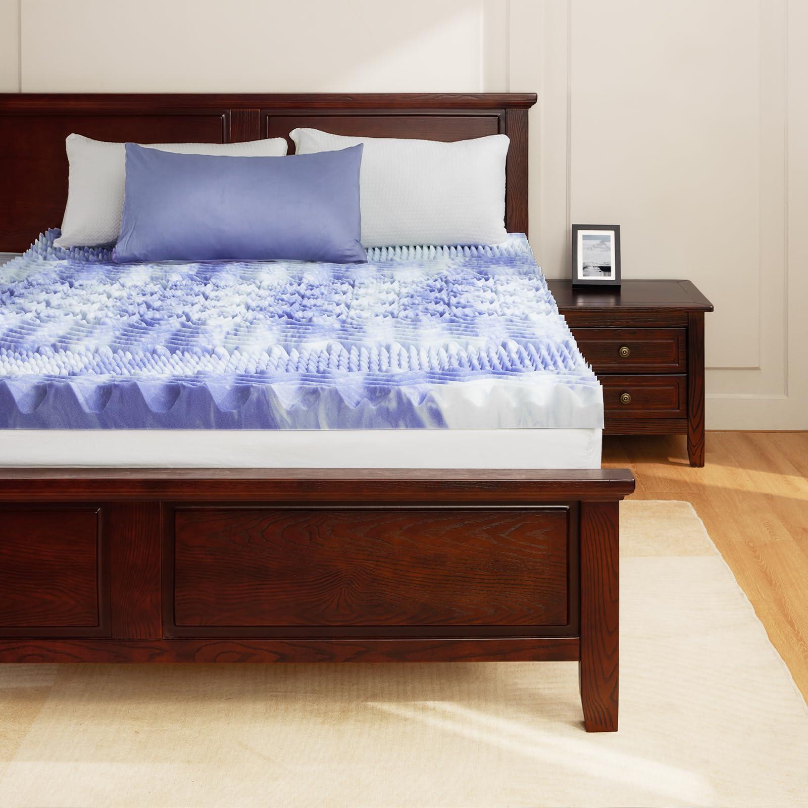 Dreamsmith Dreamsmith 2 Inch 7-Zone King Memory Foam Mattress Topper, Cooling Gel Infused Foam Mattress Topper King for Pressure Relief, CertiPUR-US Certified