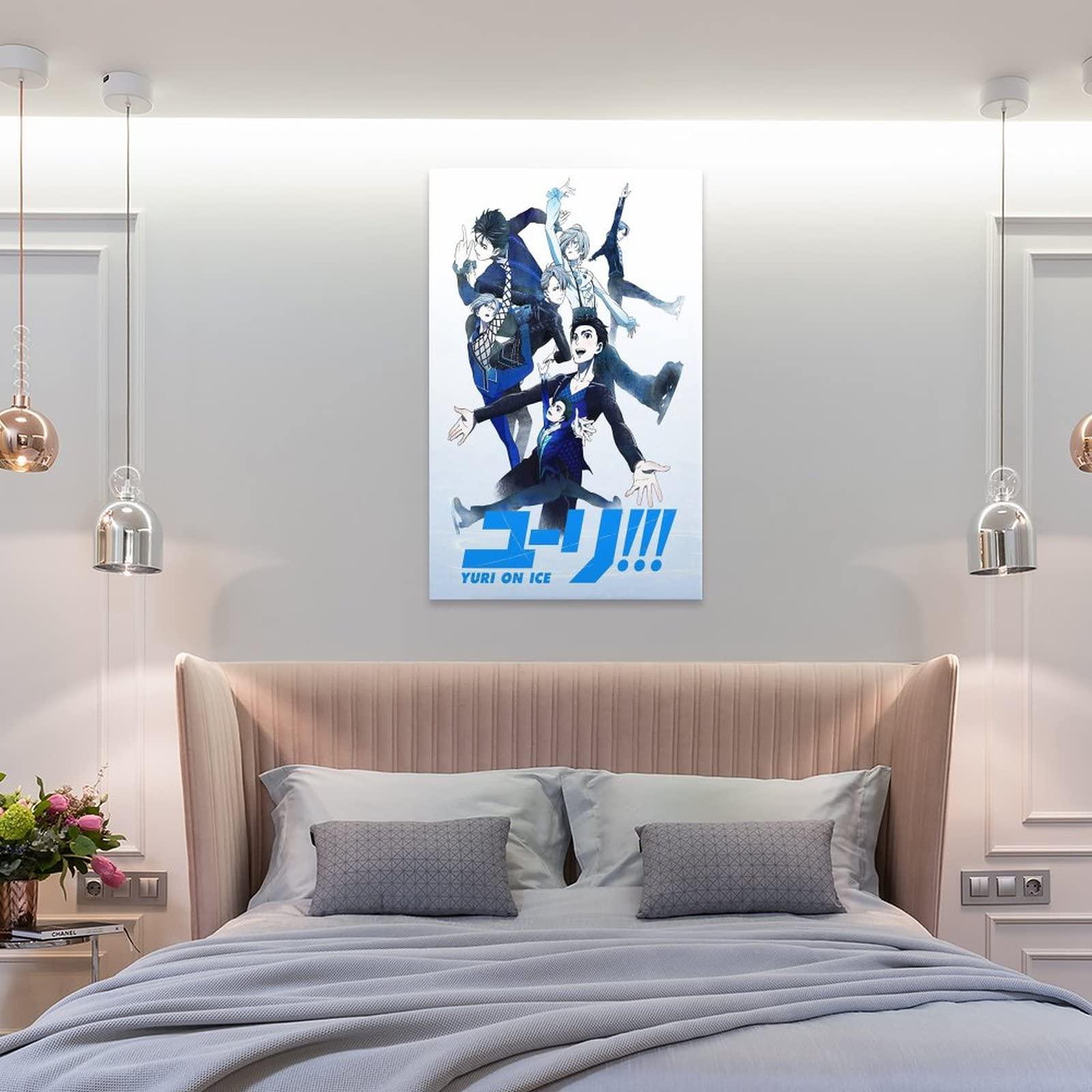 HOUNCPL Anime Posters Yuri On Ice Canvas Prints Yuri On Ice - Group Poster Wall Art Paintings Canvas Wall Decor Home Decor Living Room Decor Aesthetic 24x36inch(60x90cm) Frame