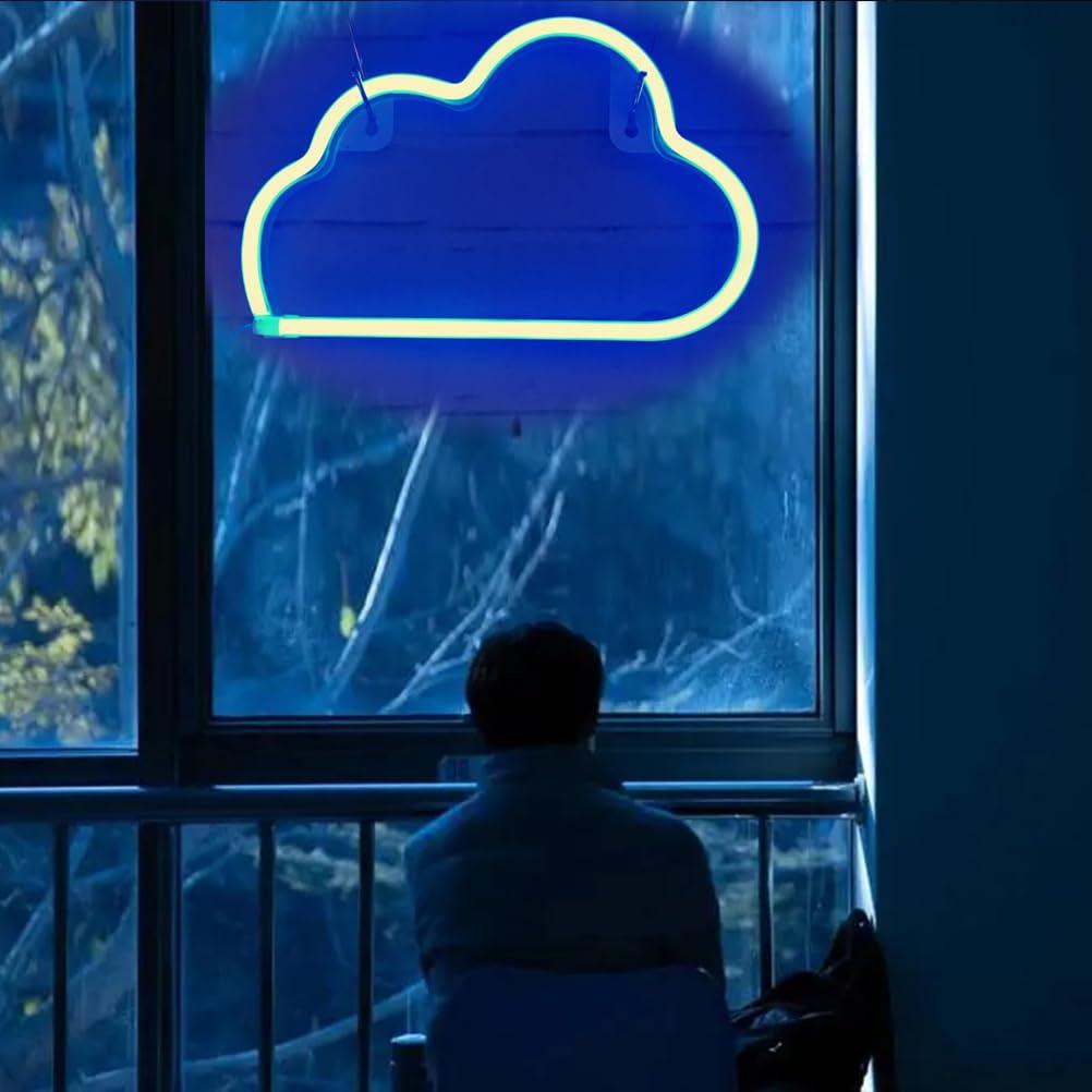 QiaoFei QiaoFei Cute Blue Neon Light,LED Cloud Sign Shaped Decor Light,Marquee Signs/Wall Decor for Christmas,Birthday Party,Kids Room, Living Room, Wedding Party Decor(Blue)