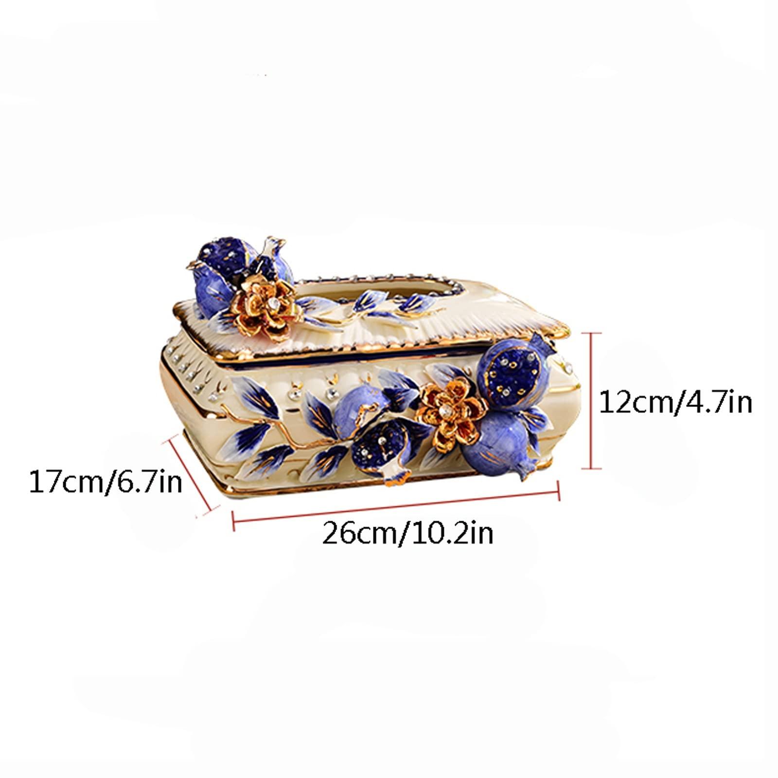 BONAD Tissue Holder Box European-Style Ceramic Tissue Box Living Room Bedroom Bedside Table Dining Table Creative Napkin Box Home Decoration Tissue Holder Case