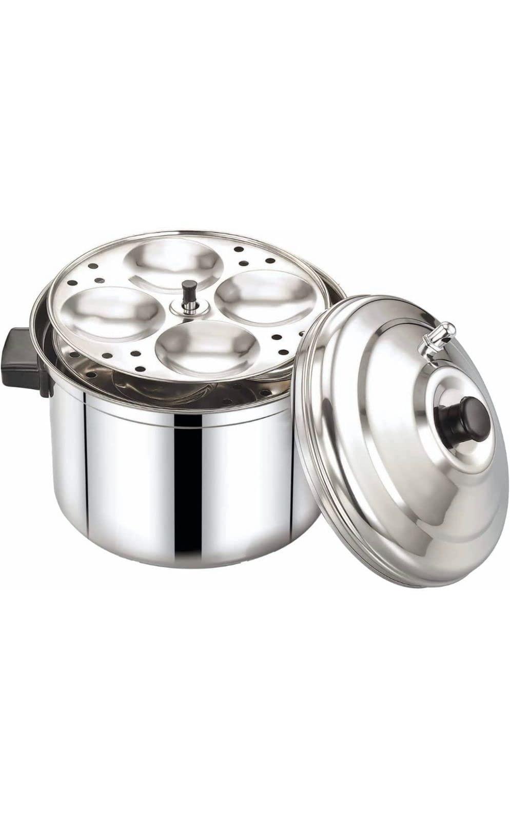 Generic Cookware Idly Stainless Steel, Idli Maker with 4 Plates (16 idli) - Outer Lid