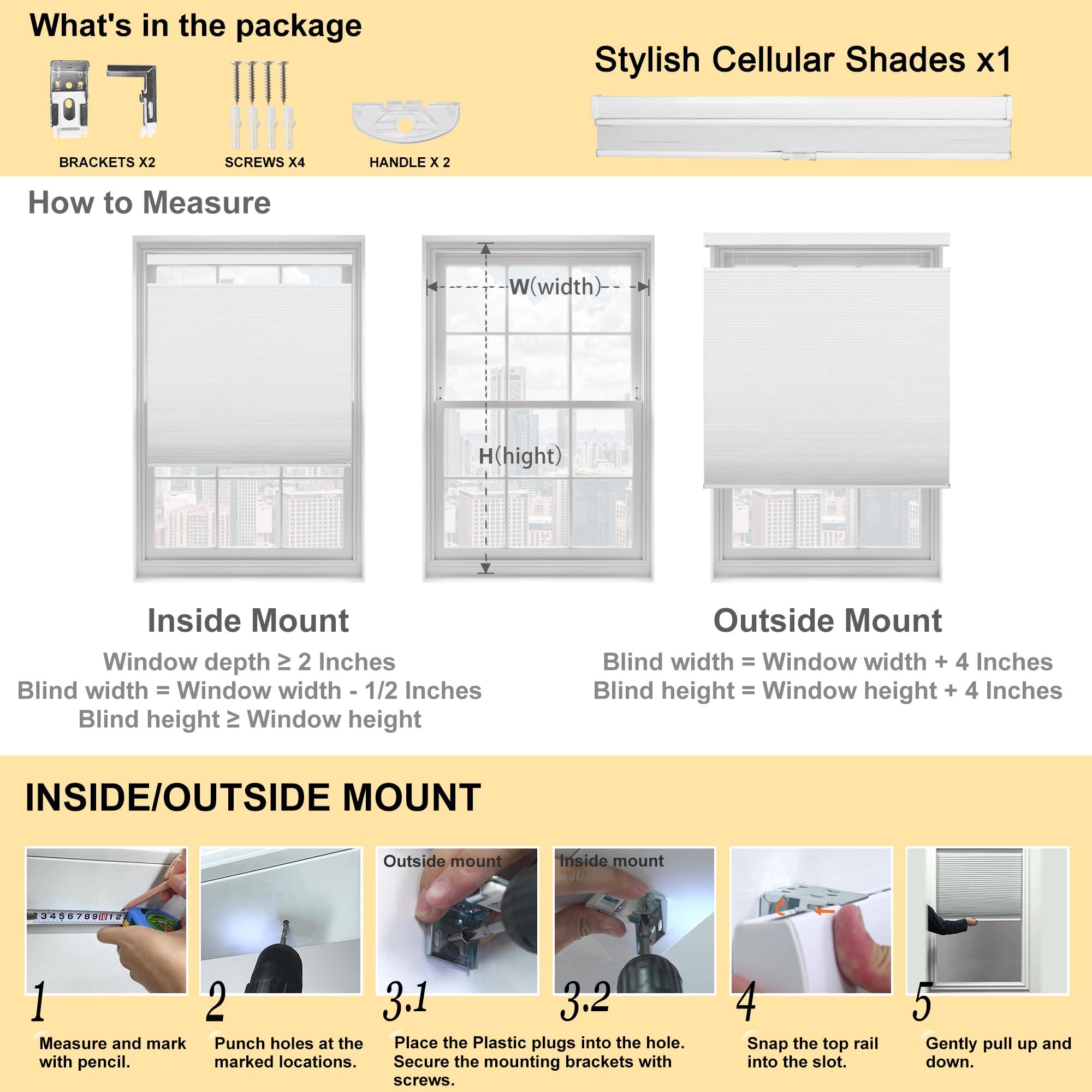 BERISSA BERISSA Top Down Bottom Up Cordless Cellular Shades Pull Down Blackout Room Darkening Window Shades Honeycomb Blinds for Windows and Skylights,Black,77" W x 56" H