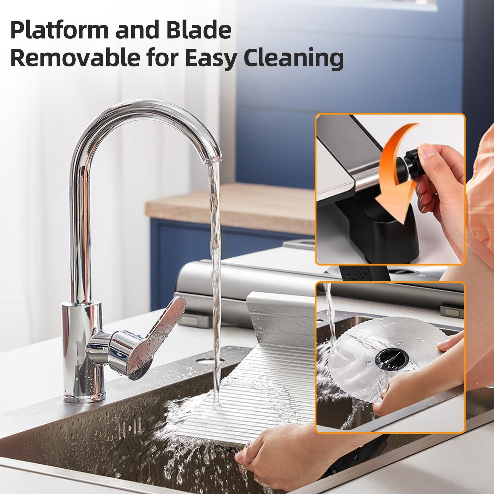 TERUISI TERUISI Electric Meat Slicer, 200W 110V Food Slicer with 2 Stainless Steel 7.5\" Blades, 0-18mm Adjustable Thickness, Meat Cutter Machine with Food Tray, Towel for Home Use, Meat, Fruit, Bread, Cheese