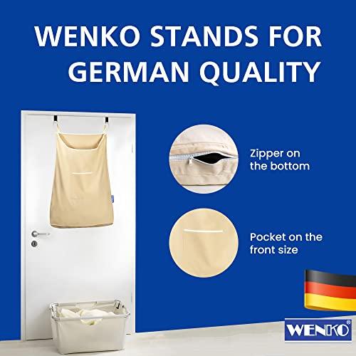 WENKO WENKO Laundry Hamper Bag Hanging, Over The Door Basket with Hooks, for Bathroom, Closet, Space Saving Storage, Wall mounted 3.94 x 20.47 x 31.89 in, Beige