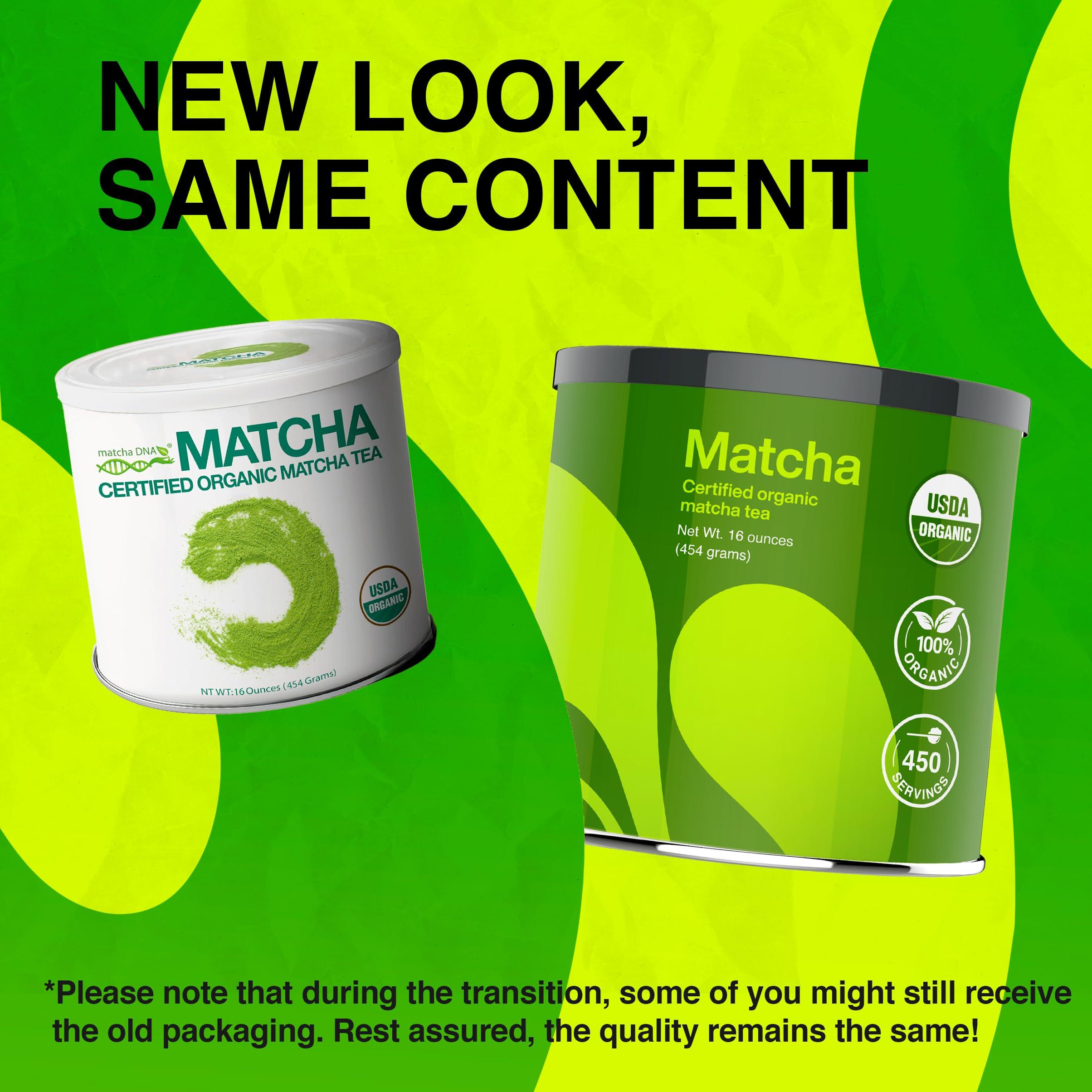MATCHA DNA DrinkMatcha Organic Matcha Green Tea Powder 1 LB 100% Pure Matcha | Nothing Added | Perfect for Lattes, Smoothies, Baking (16 Ounce)
