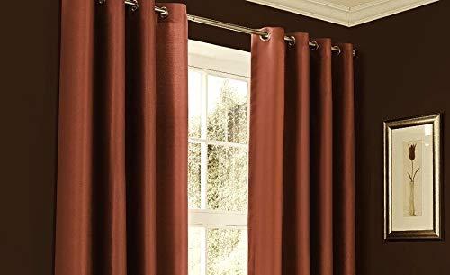 IHF India Home Furnishings IHF Faux Silk Dupioni Solid Textured Lined Grommet Eyelet Panels Curtains Drapes (Rust, 78' x 120")