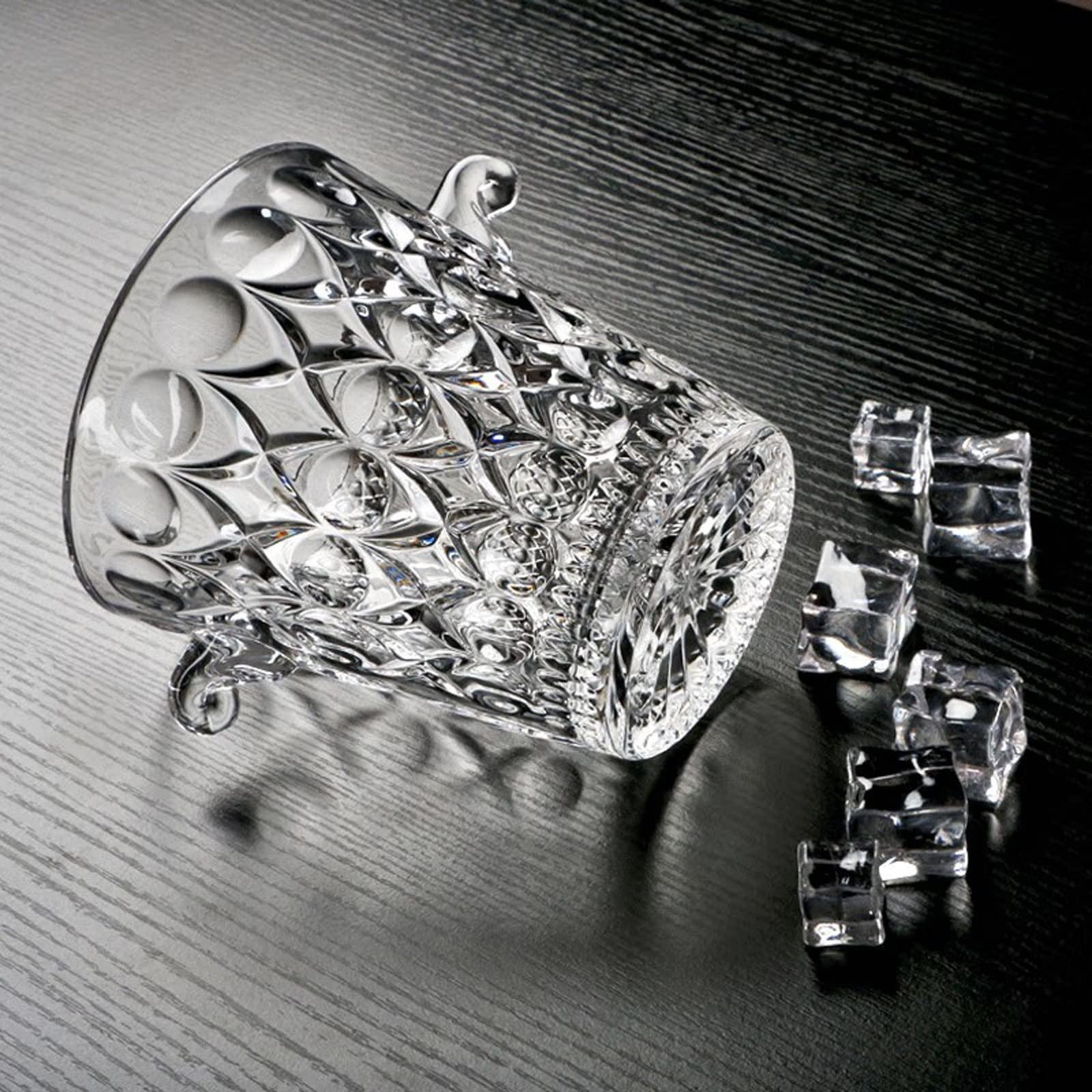 WAOCEO WAOCEO Ice Buckets Clear Ice Bucket Crystal Glass Water Droplet Cut Wine Bucket, 1.5L Insulated Ice Bucket