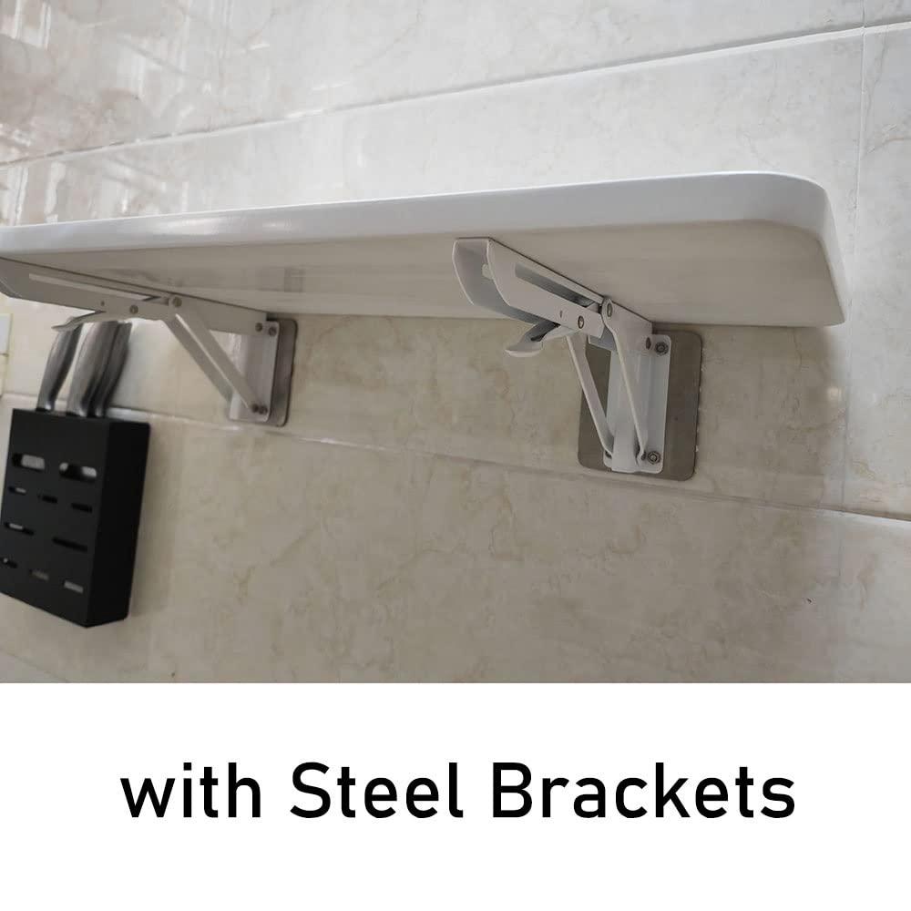 RADAAB RADAAB Wall Mounted Folding Desk and Dining Table for Small Space, Floating Desk, Bright White Finish, Workbench Study Table for Office, Bedroom, Balcony, Home Bar (Size : 120x30cm/47x12in)