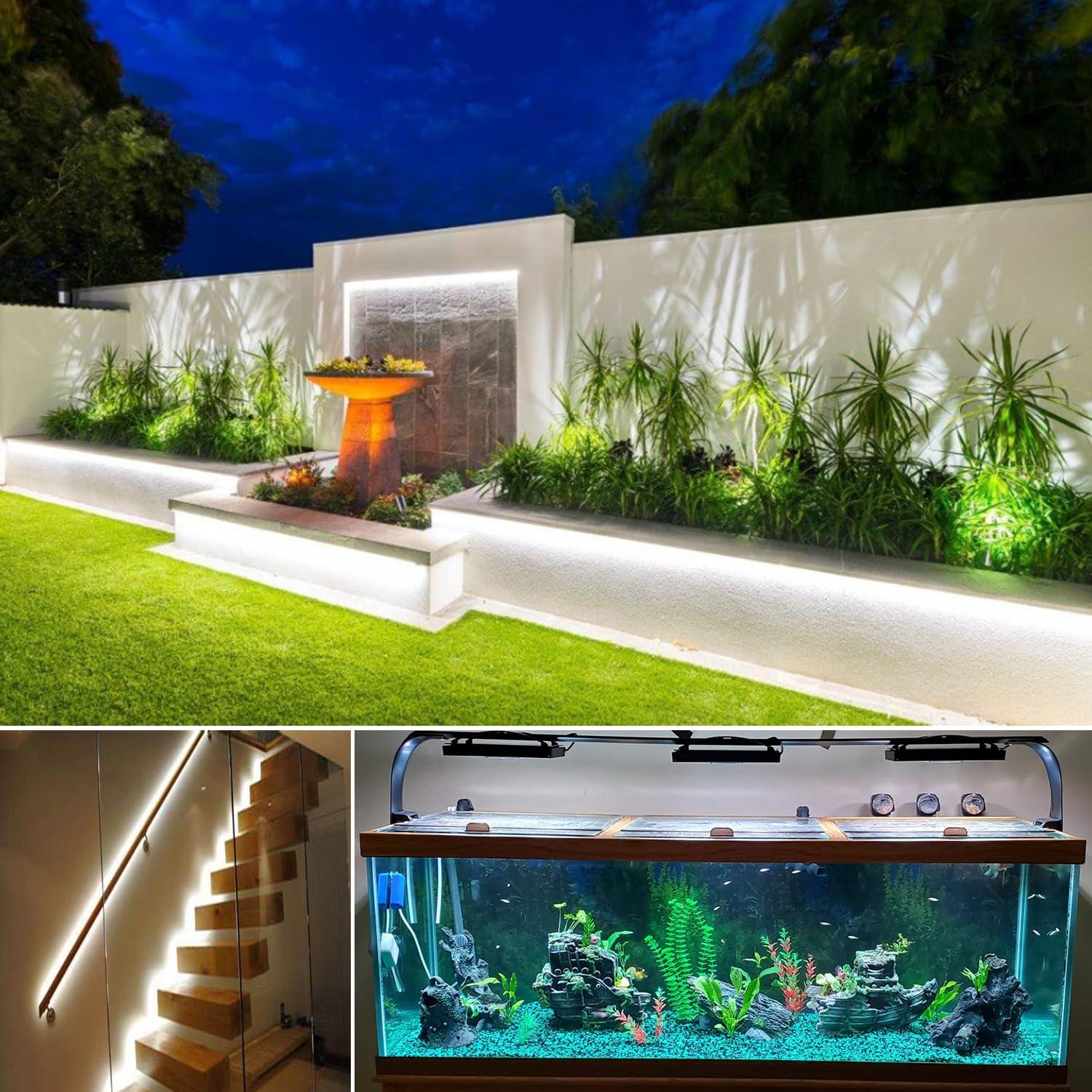 RYGDENG RYGDENG 2-Pack 33ft Outdoor LED Rope Lights Waterproof, Flat & Flexible White Strip Lights, Dimmable Rope Lighting, 12v Rope Light for Outside, Indoor Bedroom, Kitchen, Pool, Backyards