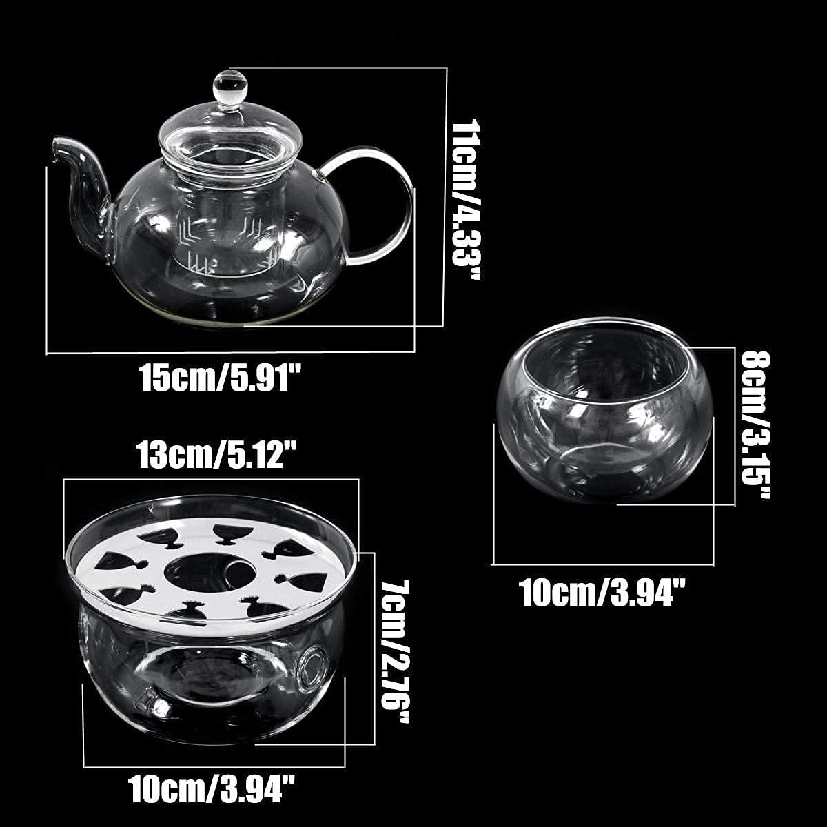 IURDSGIEOOOEWSU Chinese Tea Set 8 Pcs/Set Handmade Teapot Set Heat-Resisting Warmer Clear Glass Tea Pot Double Wall Teapot Cup Filtering Drink Home Decor Tea Set