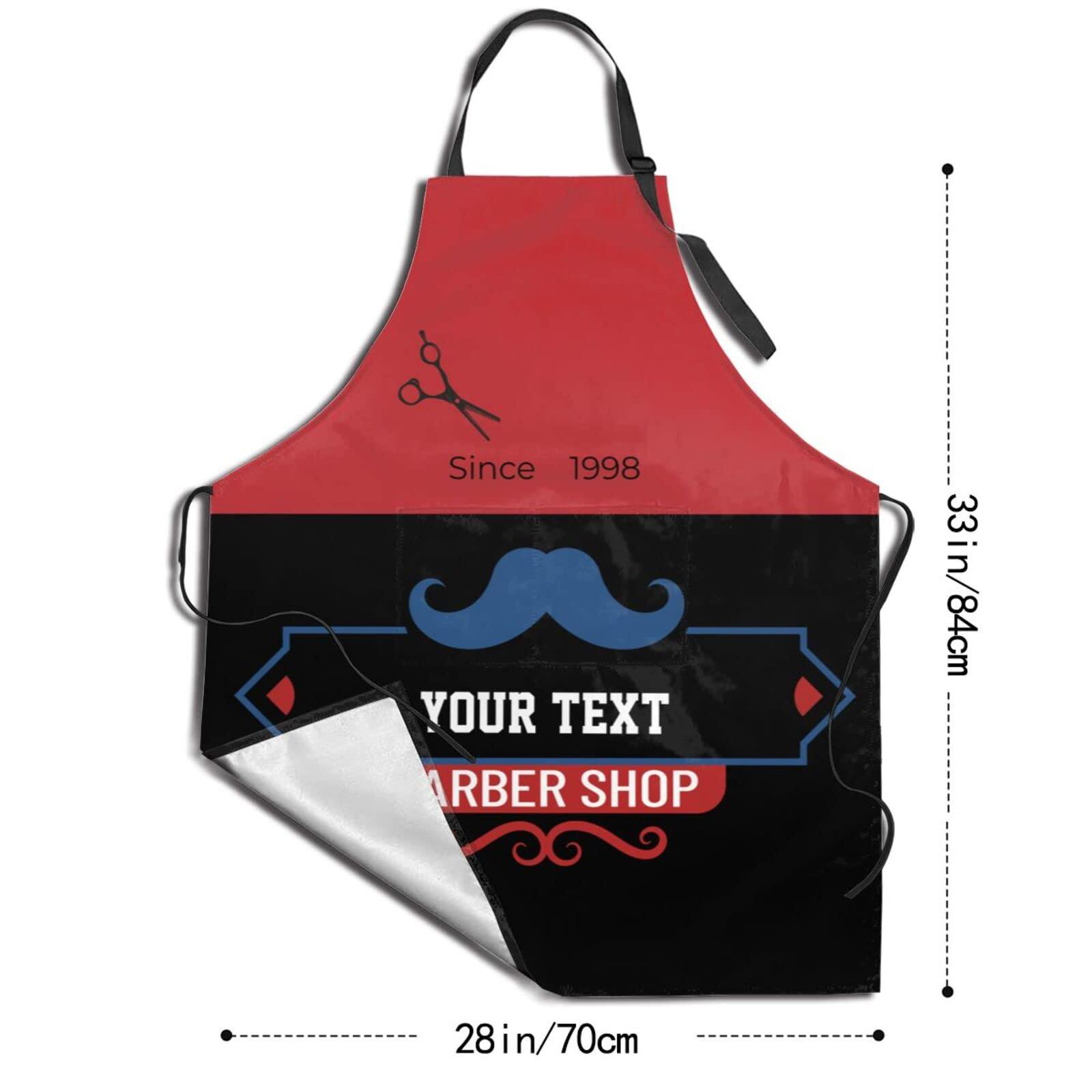 MLIANCEN MLIANCEN Custom Scissors Barber Apron for Men Women, Personalized Photo Logo Text Barbershop Apron with Pockets, Customized Adjustable Bib Apron for Hair Salon Hairdressers