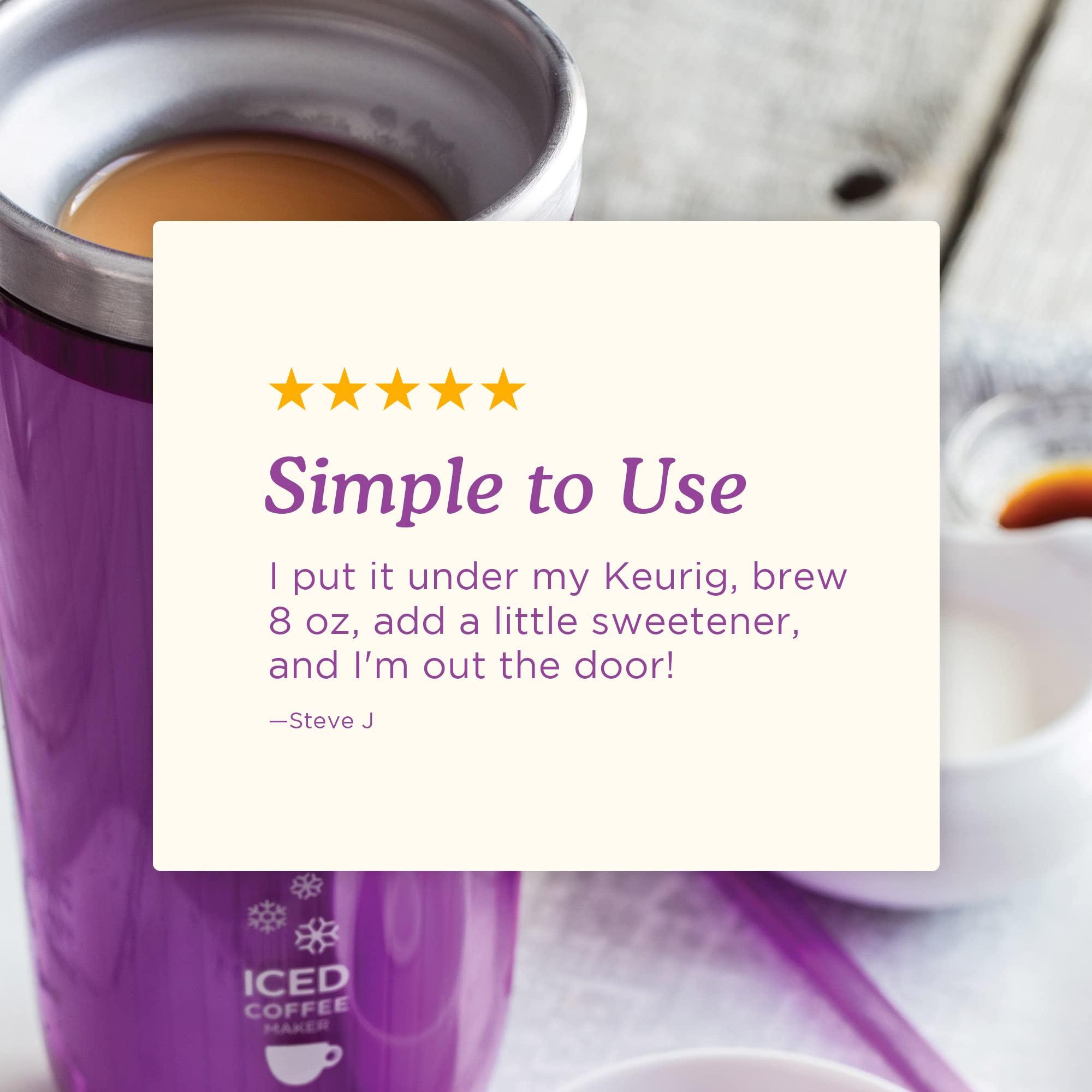 ZOKU ZOKU Instant Iced Coffee Maker, Reusable Beverage Chiller Cools Hot Beverages in Minutes Without Dilution, Portable 11-ounce Tumbler With Spill-resistant Lid and Straw, Purple