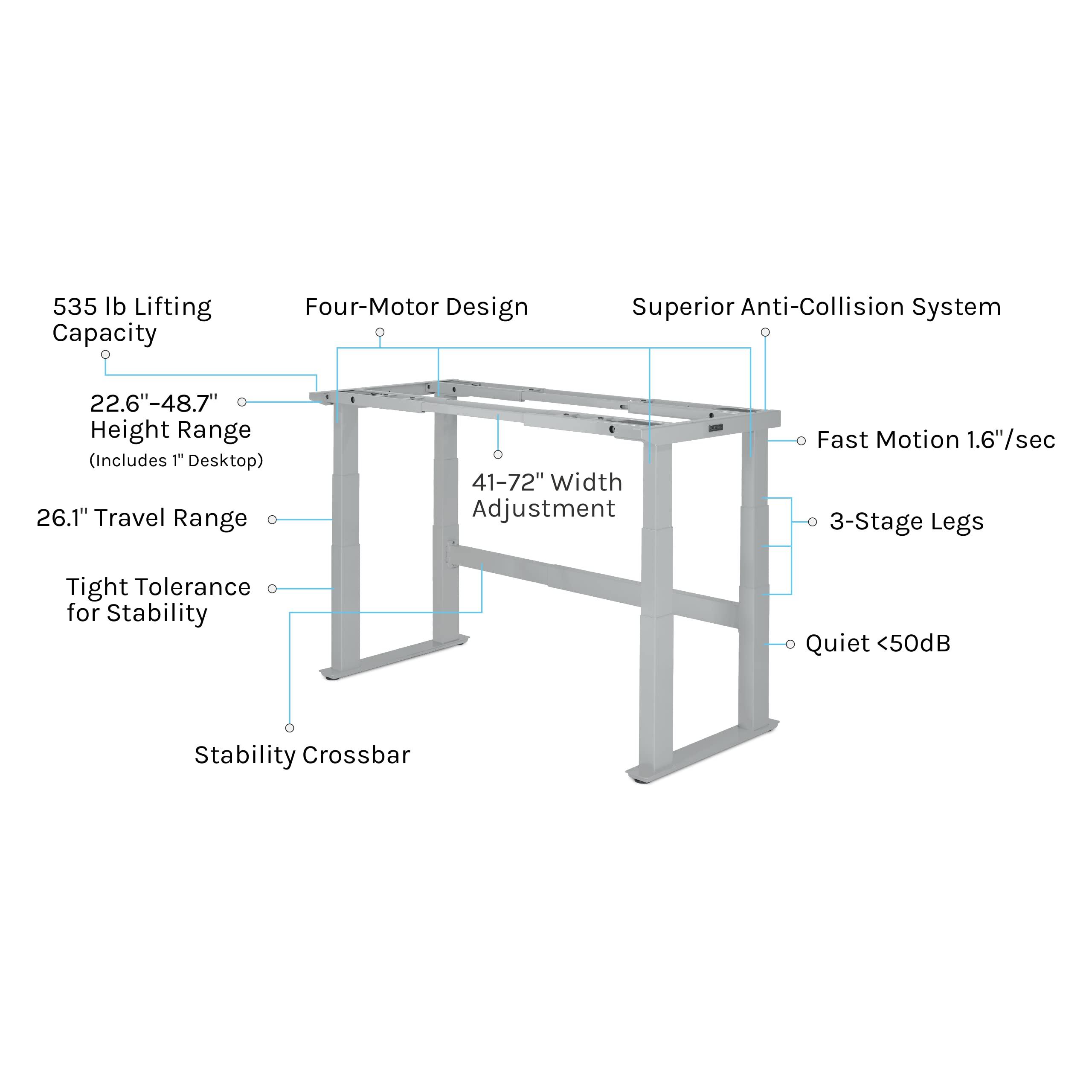 UPLIFTDESK Uplift Bamboo Curve (60 x 30 inch) Electric Standing Desk V2-Commercial (White) 4-Leg Adjustable Stand Up Desk, Advanced Keypad, Wire Grommets, Wire Management Tray, Bamboo Rocker-X Board