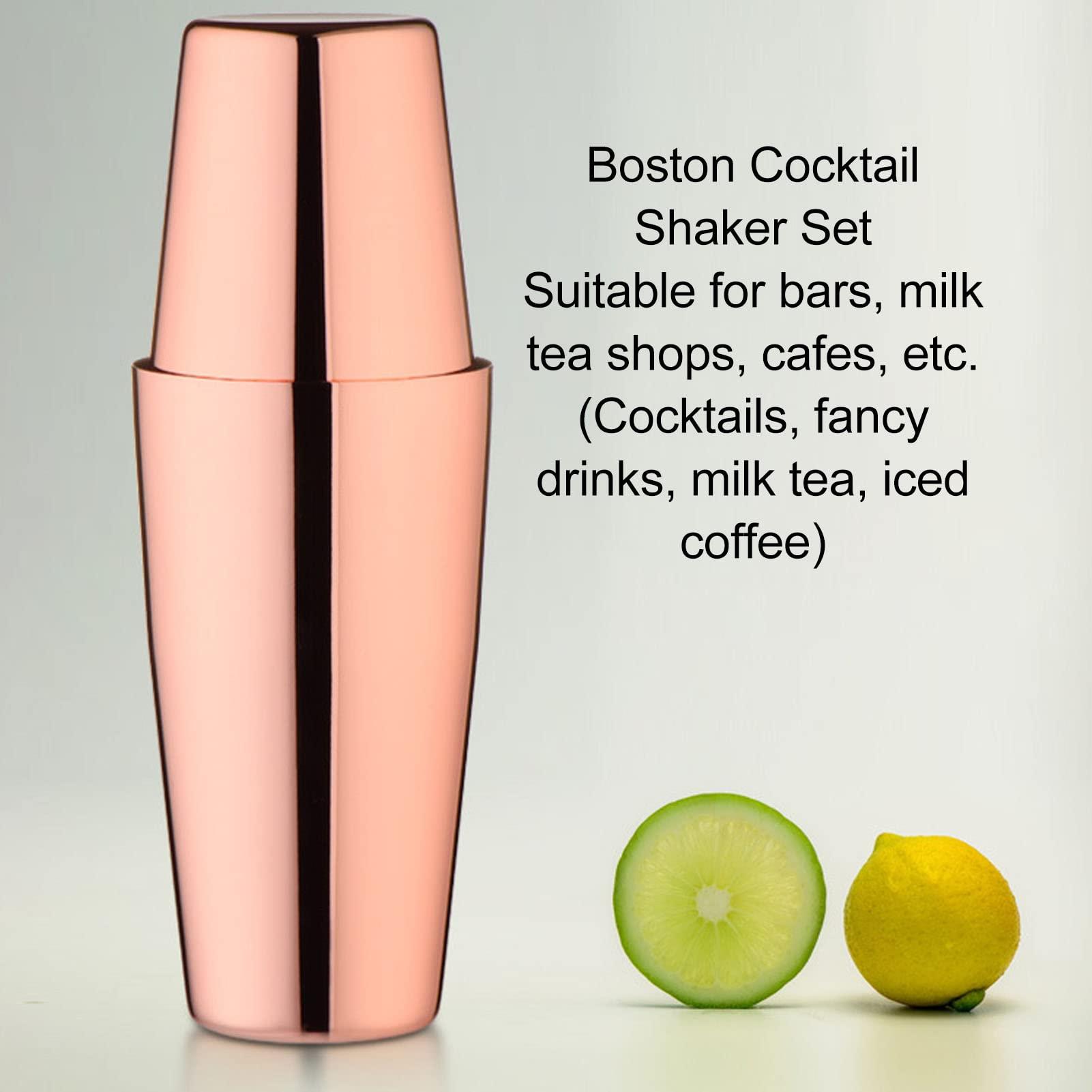 Yuecoom Boston Cocktail Shaker Set, Stainless Steel Rose Gold Glossy Surfaces Leakproof Boston Shaker Set for Drink Mixing
