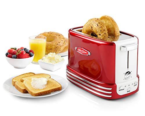Nostalgia Nostalgia New and Improved Wide 2-Slice Toaster Perfect For Bread, English Muffins, Bagels, 5 Browning Levels, With Crumb Tray & Cord Storage, Retro Red