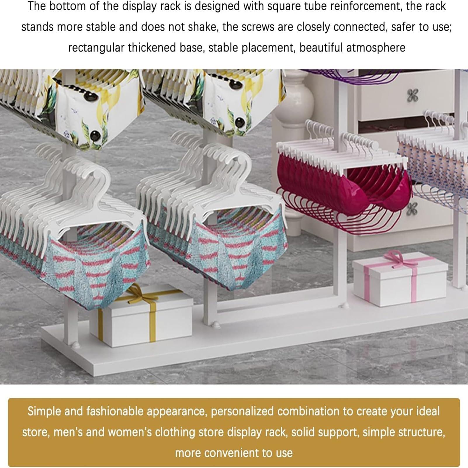 CMLBHD Coat Rack Stand, Underwear Display Stands, Freestanding Clothing Store Boutiques Retail Lingerie Garment Rack, Commercial Shelves for Socks Bra Panties Scarves Storage, 100x40x135CM, gold