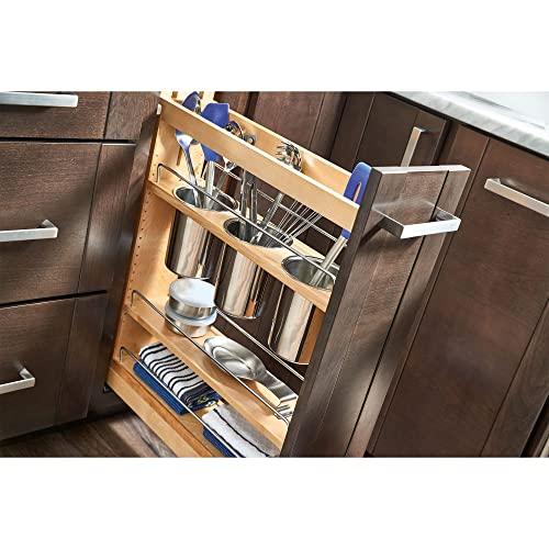 Rev-A-Shelf Rev-A-Shelf 5\" Pull Out Storage Organizer for Base Kitchen Cabinets w/Soft-Close, Sliding Shelves for Utilities, Utensils or Spices, 448UT-BCSC-5C