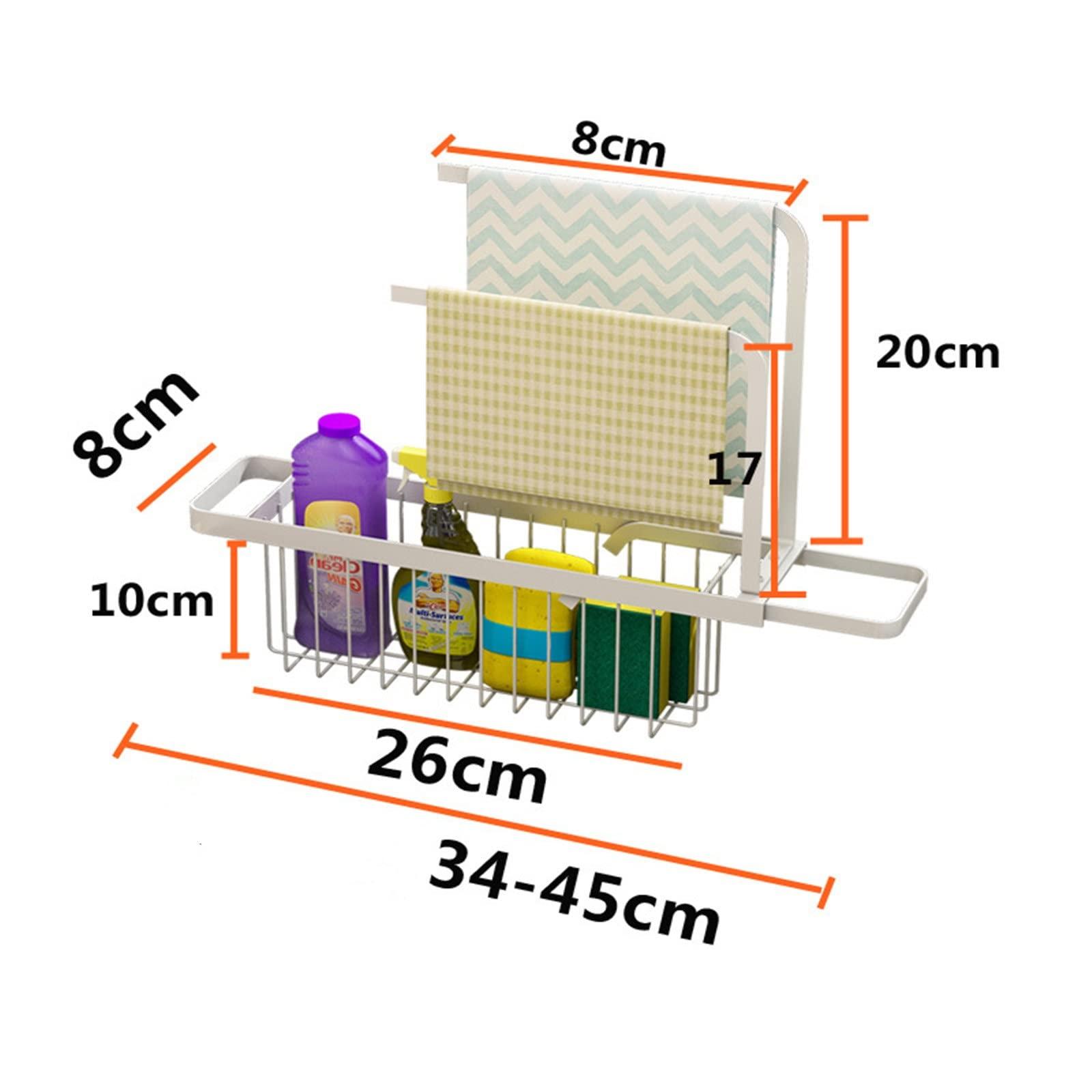 MBVHVVJC MBVHVVJC Washcloth Holder Kitchen Telescopic Rag Rack Cloth Rag Rack for Kitchen Bathroom(White)