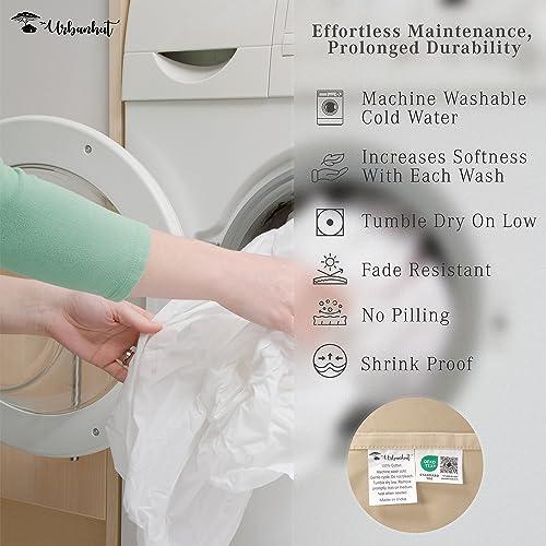 URBANHUT URBANHUT 700 Thread Count Egyptian Cotton Sheets King Size, 4Pc Bed Sheet Set Soft Luxury Bed Sheets for King Size Bed, Sateen Weave Hotel Sheets, 16\'\' Elasticized Deep Pocket - Sand