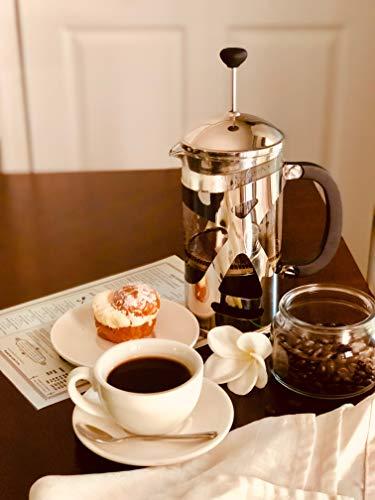 IdylcHomes KONA KONA French Press Coffee Maker Large Comfortable Handle & Glass Protecting Stylish Stainless Steel Frame 34 oz