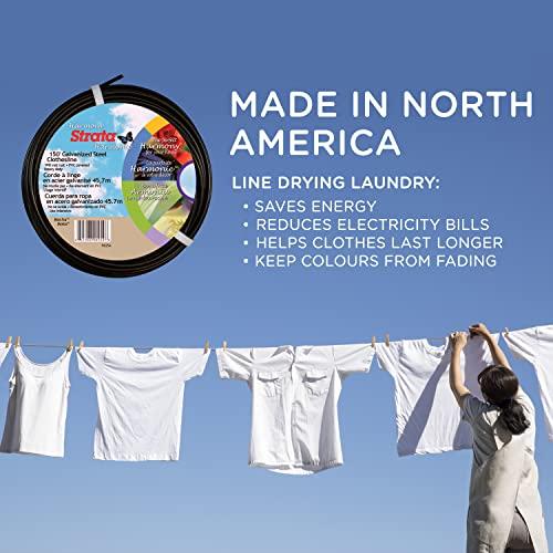 Strata Strata 150 Feet Clothesline Outdoor Heavy Duty Galvanized Wire Steel Cable, Mocha PVC Coating - Clothes Line Wires for Outside Laundry Drying