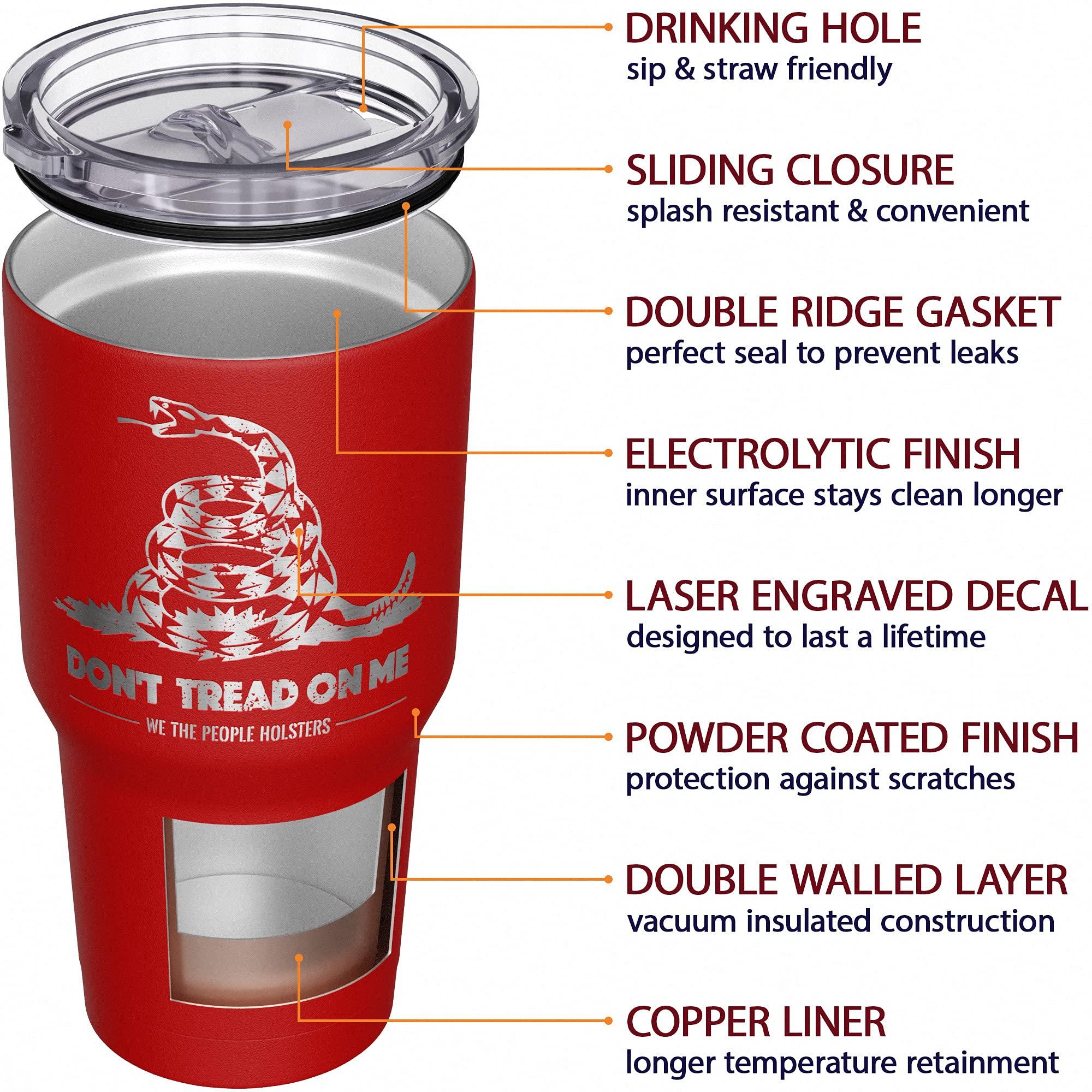 We The People Holsters We The People Holsters - Gadsden Flag - Dont Tread On Me - Snake Tumbler - American Flag Coffee Travel Mug - American Made Travel Mug - Double Insulated Tumbler - 30 oz