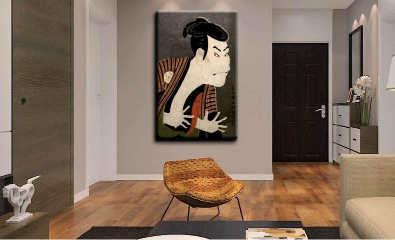 AiLai Tshsai Sharaku-tani Oniji III in the Role of the Servant Edobei (1794) Canvas Wall Art Poster Home Decor Ready to Hang(80x124cm 31\"x49\",Framed)