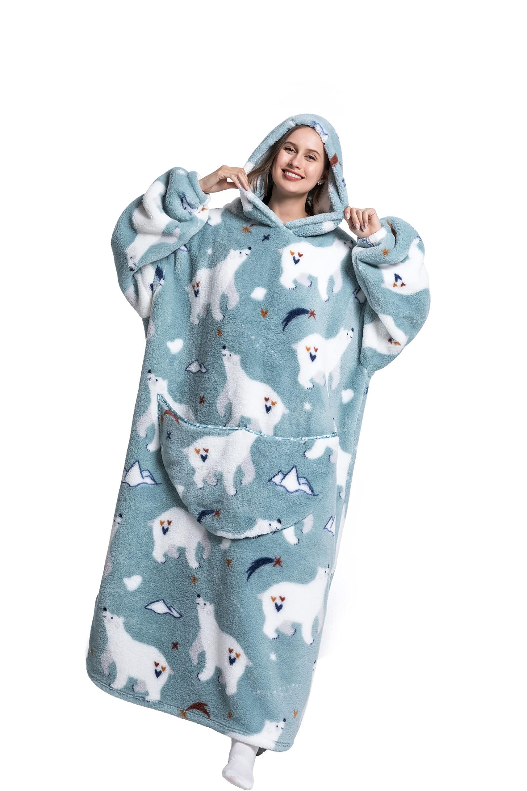 ZXIMU ZXIMU Extra Long Blanket Hoodie Oversized Hoodie Blanket Long Wearable Blanket Hoodie for Adults Snuggle BlanketsBear