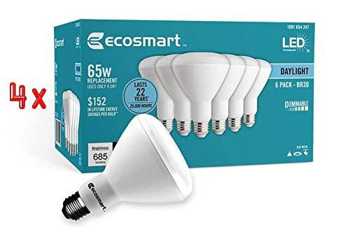 EcoSmart Ecosmart Daylight LED BR30 Dimmable Flood Bulb, 65W Replacement, 9 Watt, 685 Lumens - 5000K - Indoor/Outdoor Rated (12-Pack)