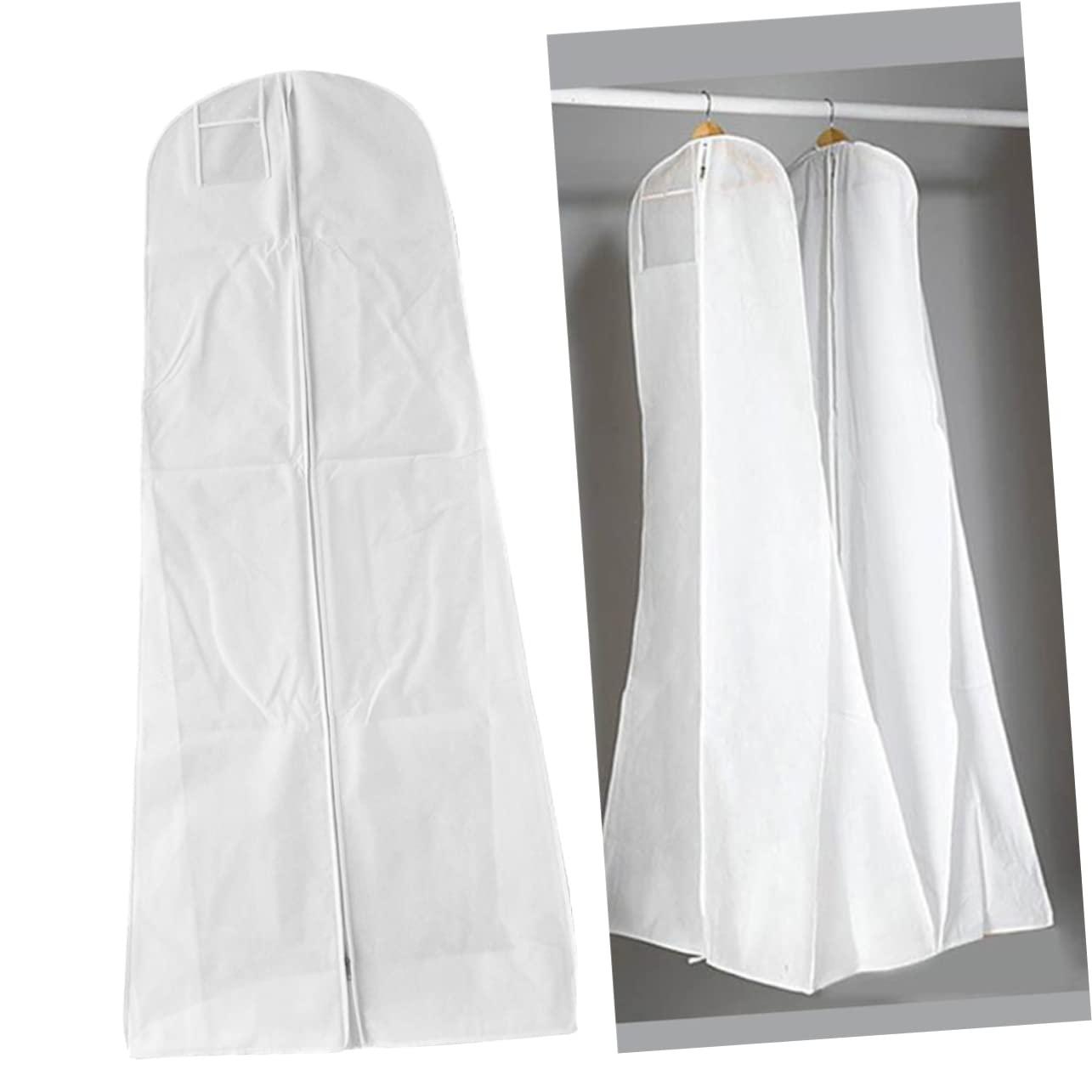 HOOTNEE HOOTNEE Nonwoven Bridal Gown Cover Wedding Dress Garment Bag Full Length Dress Cover Bag Zipper 170x50x40cm White