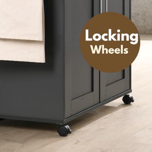 Hodedah Hodedah Kitchen Island with Spice Rack, Towel Rack & Drawer, Grey with Oak Top