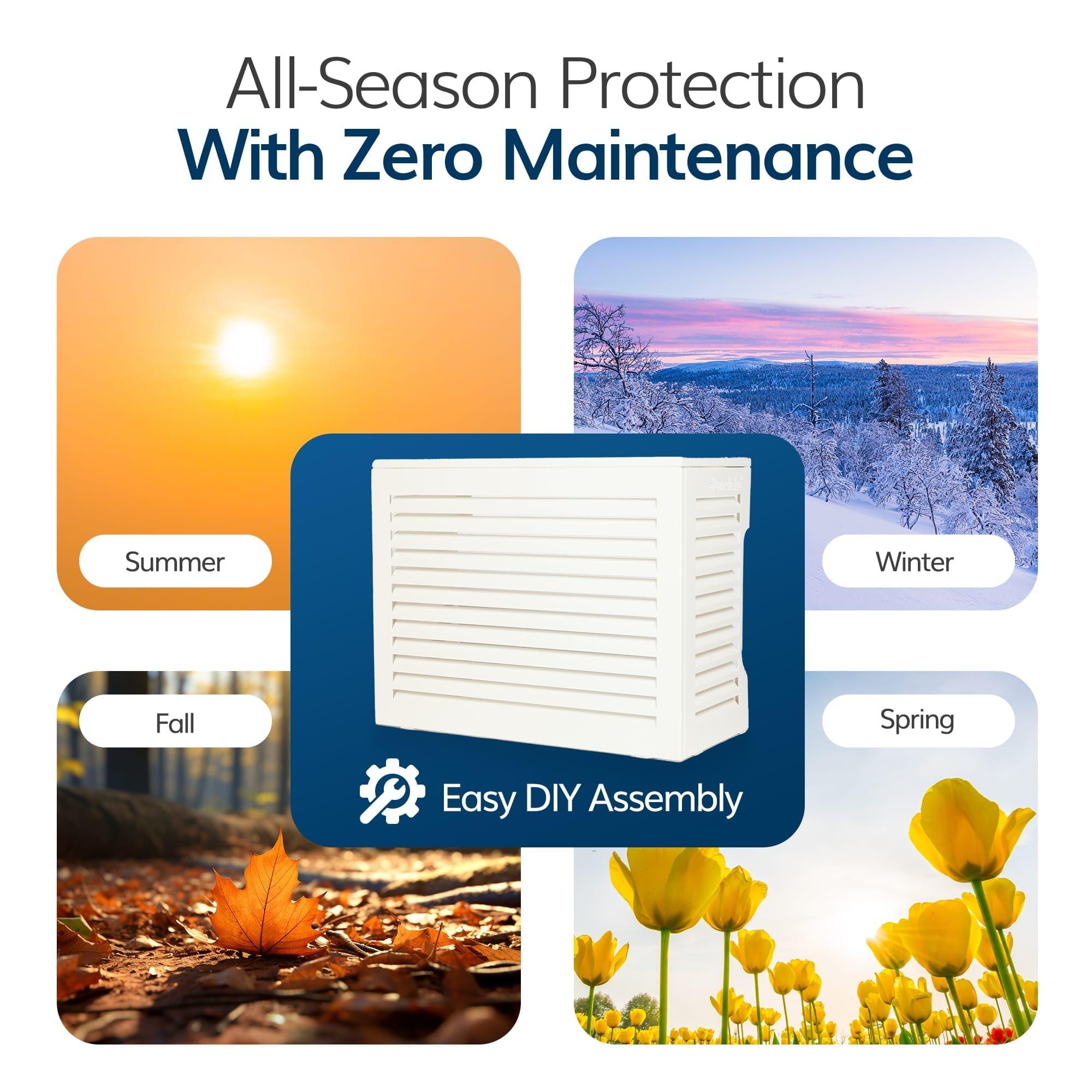 airdeko Airdeko's Mini Split AC Cover for Outside Units Sturdy Aluminum, Optimal Performance & Protection of Mini Split System Outdoor Condenser Compatible with Airdeko's Anti-Theft System (White, Small)