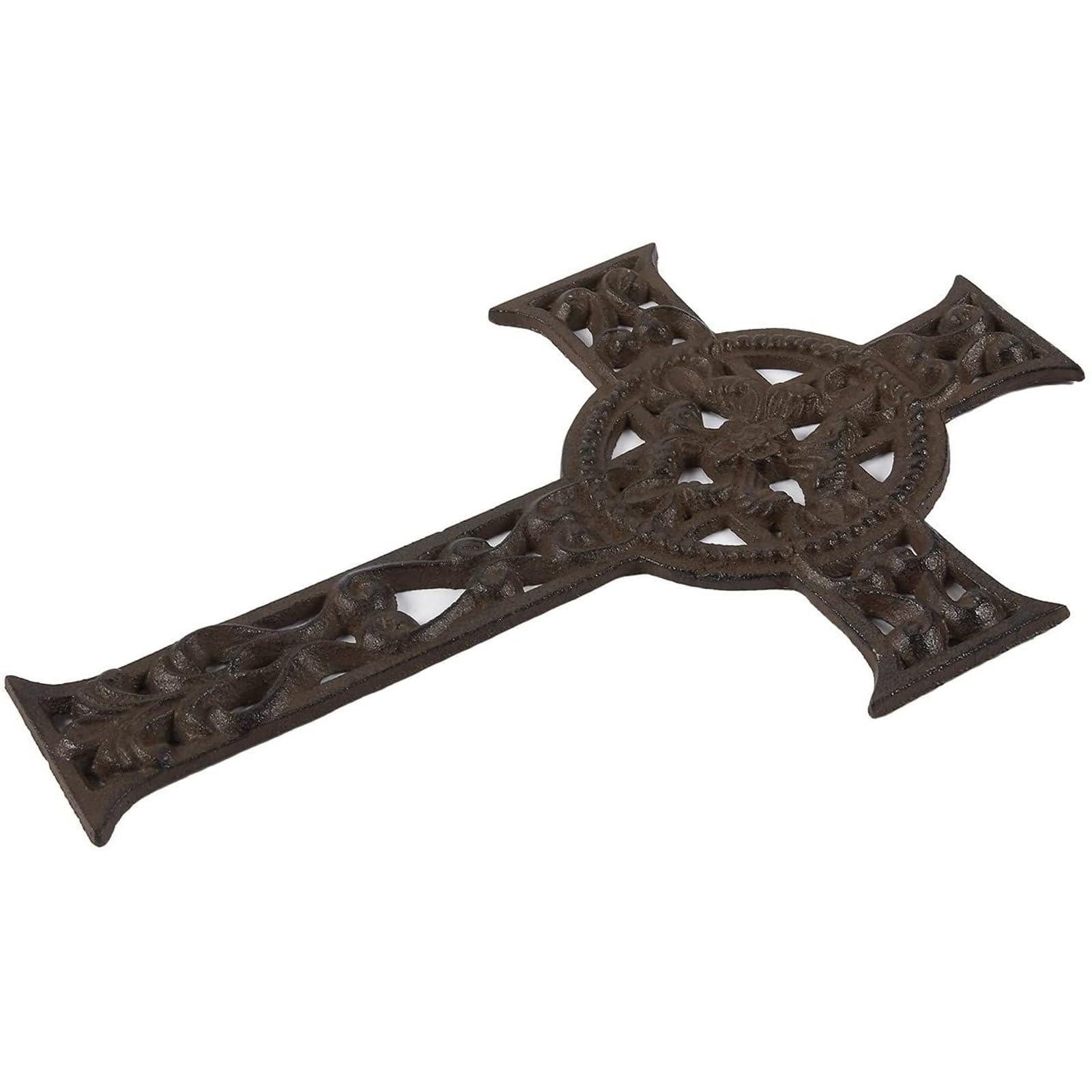 Juvale Juvale Wrought Iron Celtic Cross for Wall Decor, Rustic Outdoor Cross for Home, Easter, Medieval Cross for Christian and Religious Art Lovers, Dark Bronze- 11.5x7.7x0.5 inch
