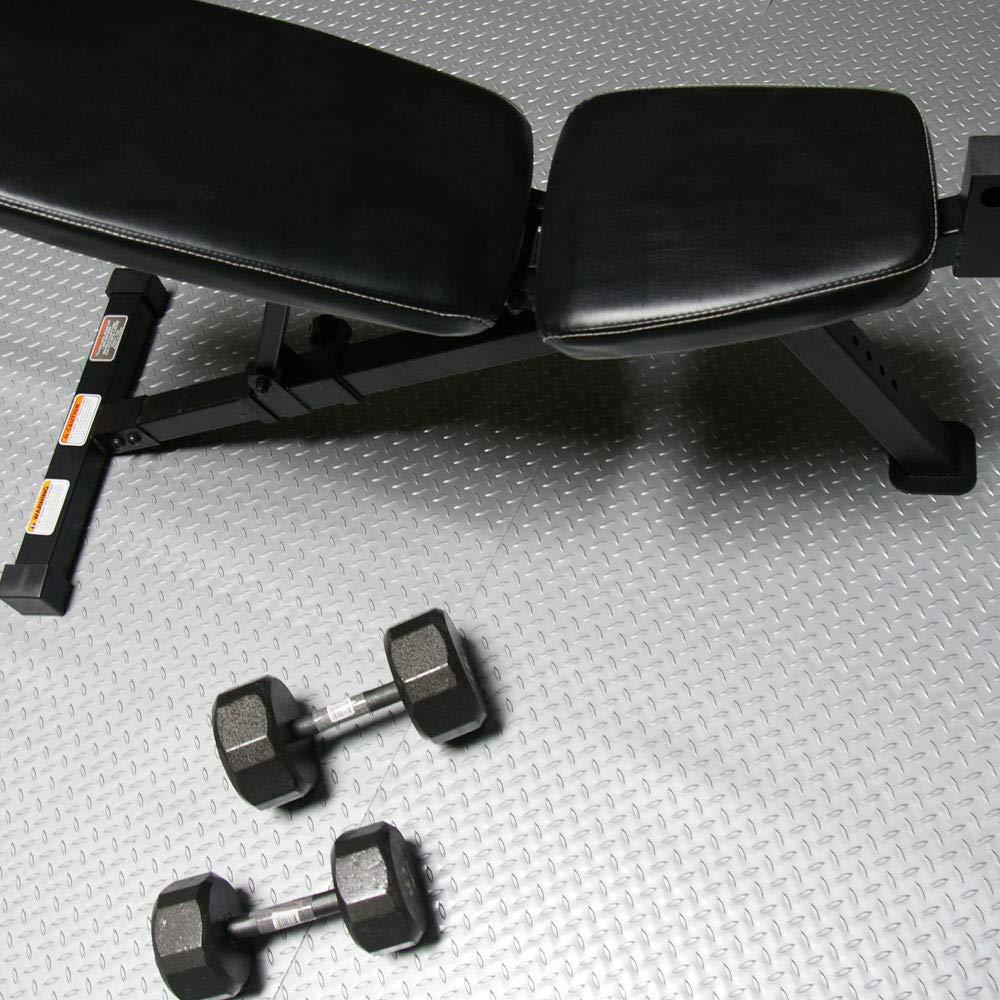 Rubber-Cal Rubber-Cal Diamond Plate Metallic PVC Flooring, Beige, 2.5mm x 4' x 5' (03-W266-BG-05)