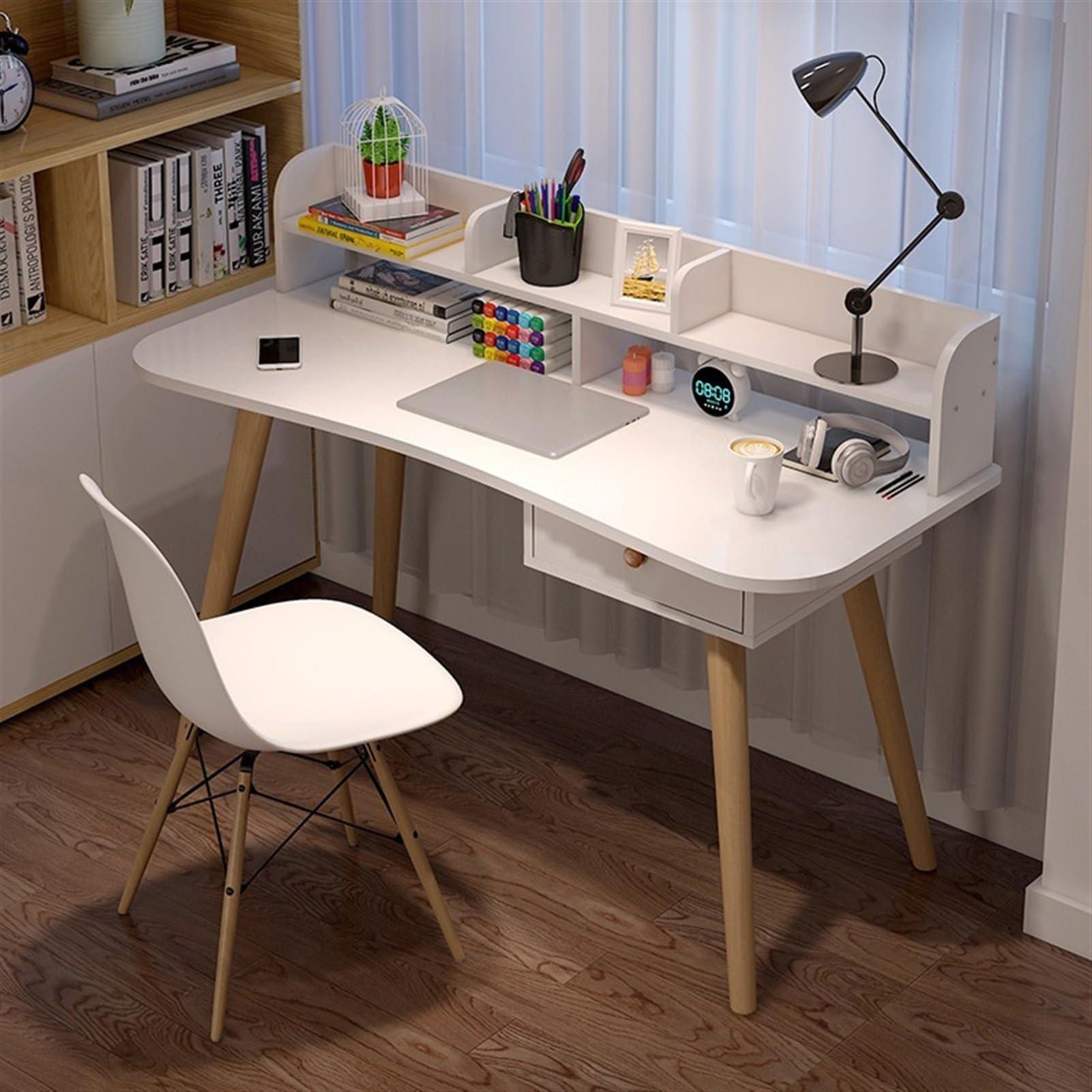 FEELIN FEELIN Computer Desk Standing Desk Simple Desk Desktop Computer Laptop Table with Storage Rack Home Bedroom Dormitory Student Writing Desk White Home Office Desk Gaming Desk