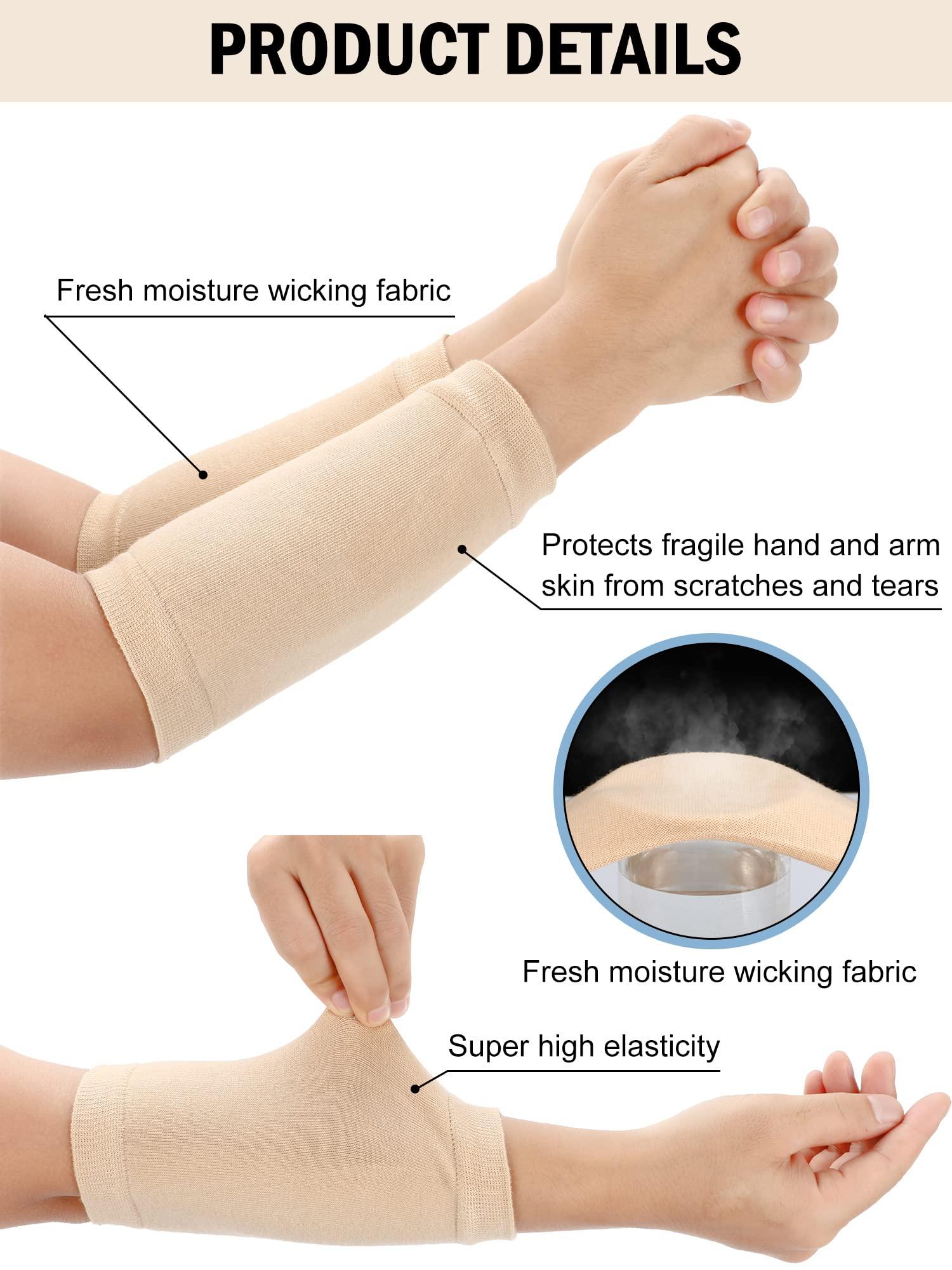 Janmercy Janmercy 9 Pairs Arm Protectors for Thin Skin and Bruising Arm Guards Elderly Protective Sleeves for Arms Gardener Working(Beige)