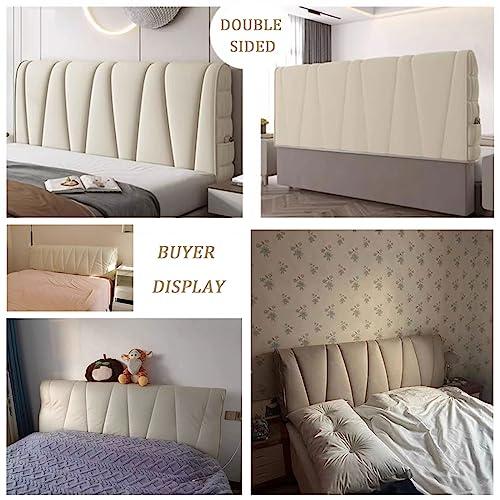 Generic Bed Headboard Slipcover Stretch Bed Headboard Cover Upholstered Bed Headboard Cover, Double King Size Leather/Wooden Bed Backrest Bed Head Covers Cloth Dustproof Head Board Protector Bedroom Decor