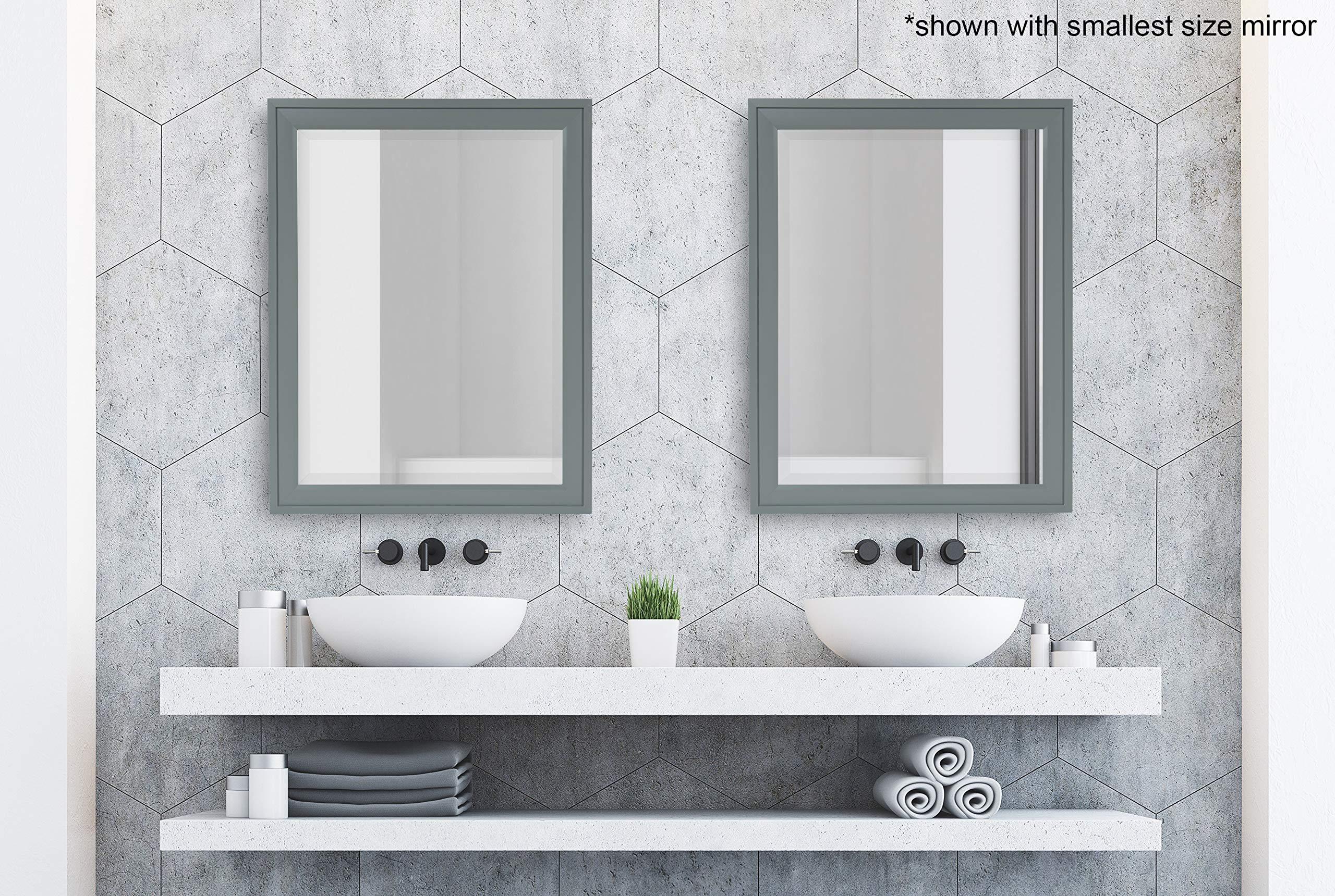 DesignOvation DesignOvation Bosc Framed Decorative Rectangle Wall Mirror, 22 x 28, Gray, Transitional Rectangular Vanity Mirror for Use as Bathroom Mirror for Over Sink or Refined Entryway Mirror