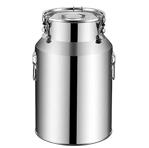 WSAH 5-100L 201 Stainless Steel Airtight Milk Can with Sealed Lid/Fermentation Wine Pail Milk Bucket for Liquid and Solid Storage/Transporting,22L