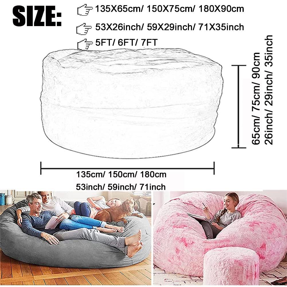 QAIOXINGXING Giant 6 ft Bean Bag Chair Cover Giant Breathable and Comfortable for Adult Beanbag Chair Outside Cover BeanBag Lazy Sofa (Cover only)