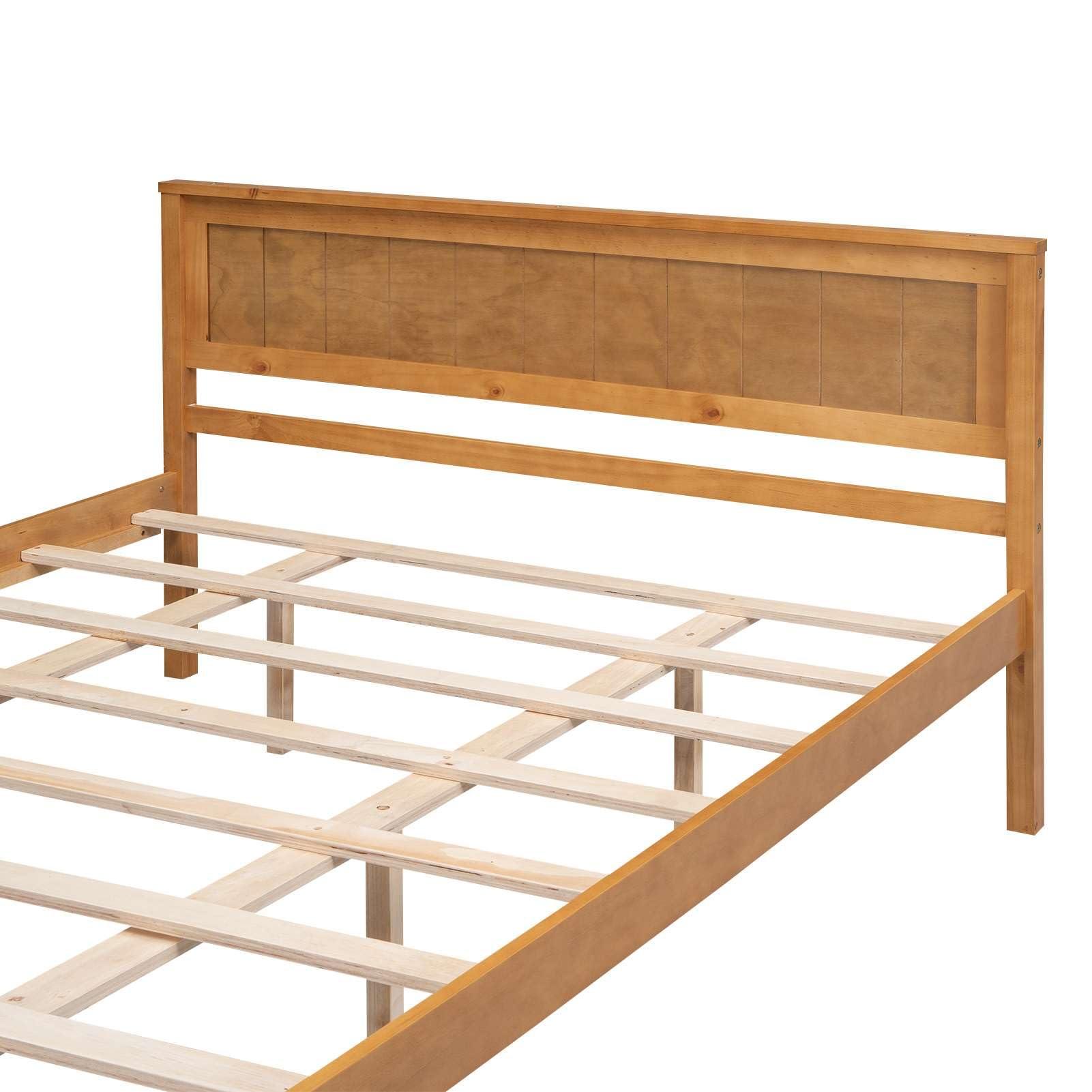 bedframe Modern Oak Queen Platform Bed Frame with Headboard, Wood Slat Support - No Box Spring Needed for Sleek and Sturdy Bedroom Furniture