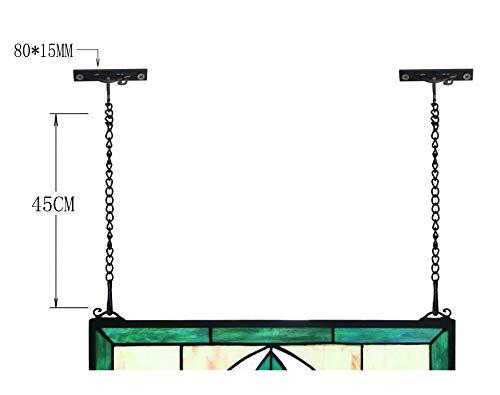 Yogoart Yogoart Extra Large Horizontal 35 Inch Blue Victorian Stained Glass Window Panels Hanging Transom Window 12 Inch Wide