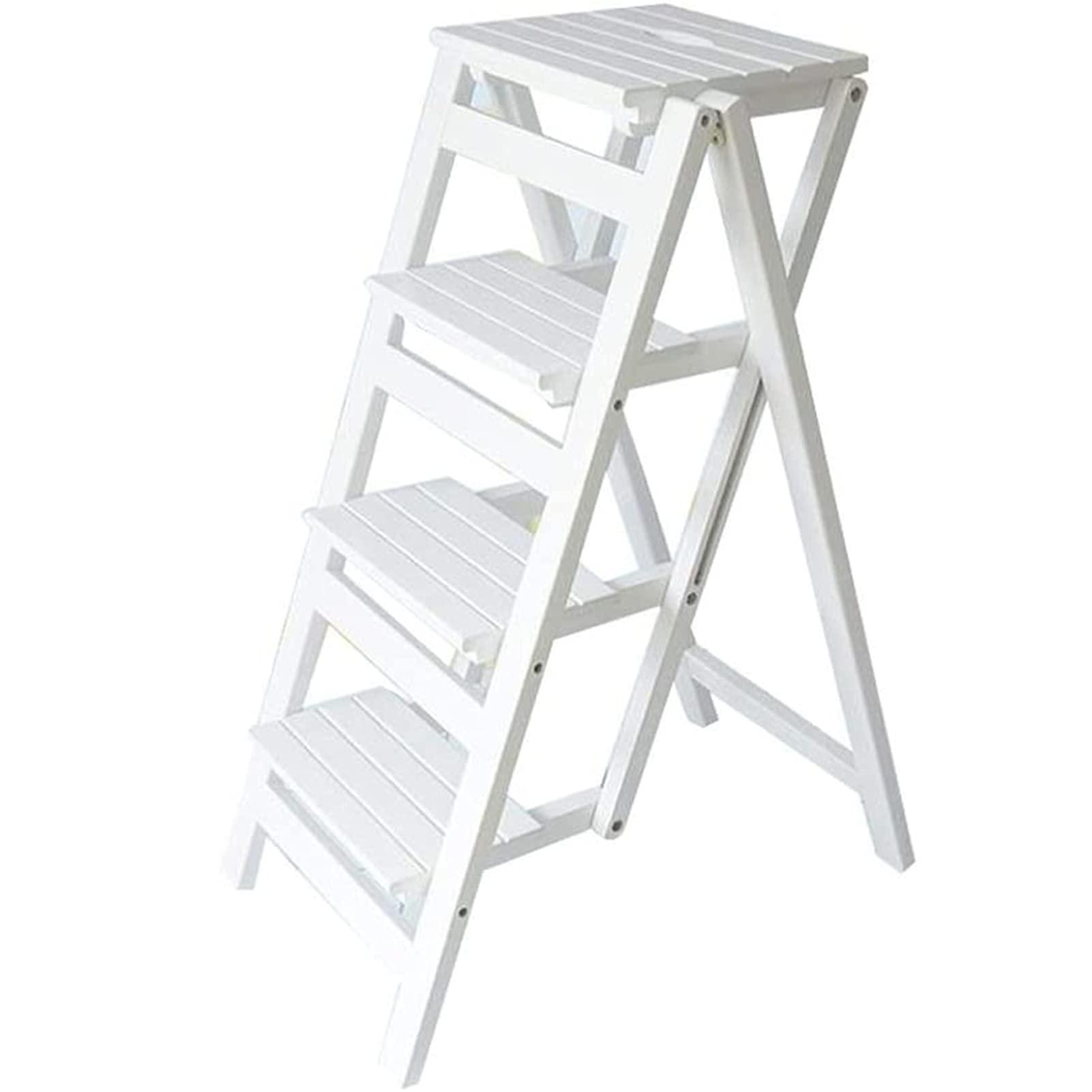 LUNEZY Wooden Folding Step Ladder Folding Step Stool for Adults & Kids Kitchen Ladders Small Foot Stools Portable Shoe Bench/Flower Rack Durable