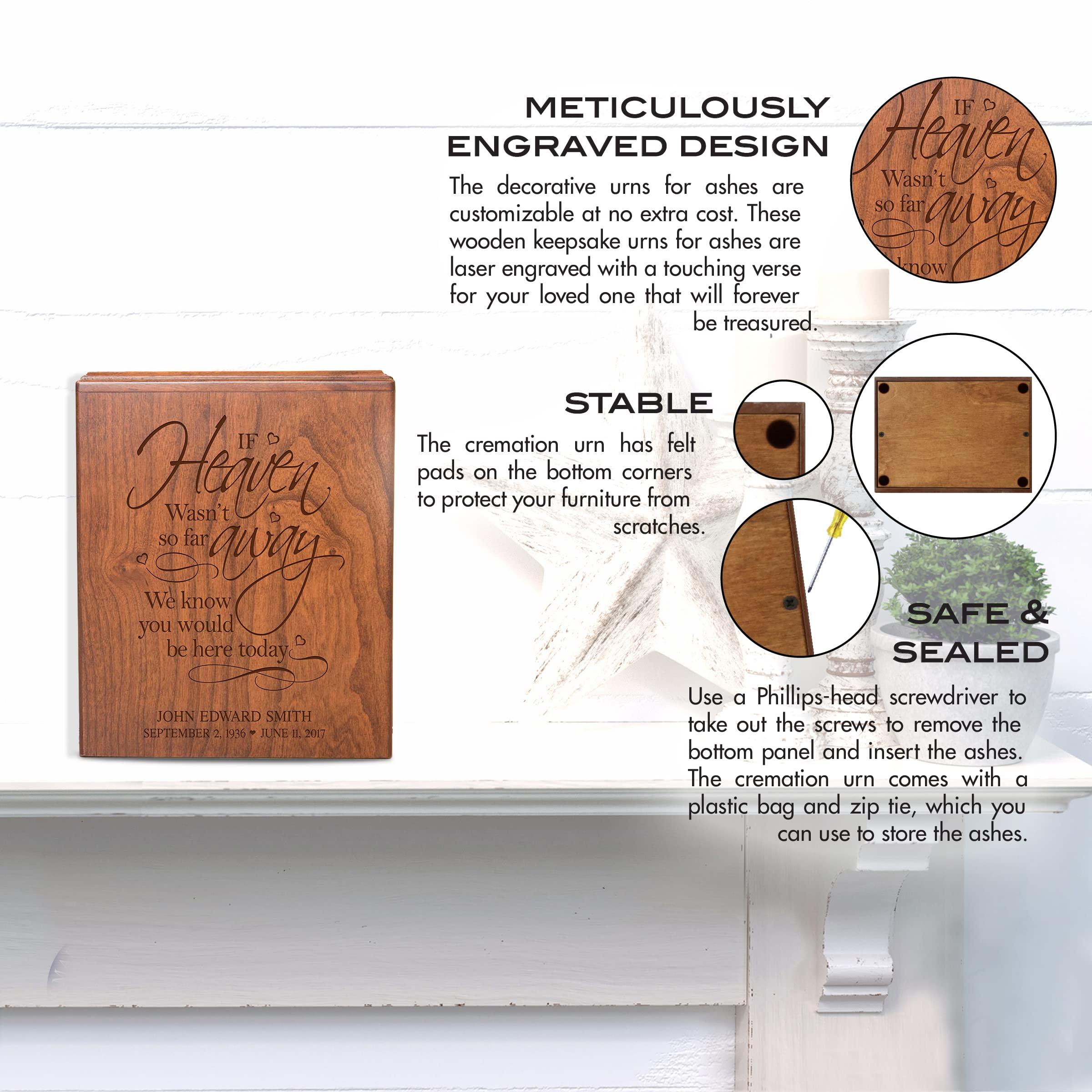LifeSong Milestones LifeSong Milestones Urns for Ashes Adult Male Urns for Human Ashes Adult Female Personalized Cremation Urns for Adult Ashes Cherry Wooden Box Funeral Service Urn Large Urn for Human Ashes - If Heaven