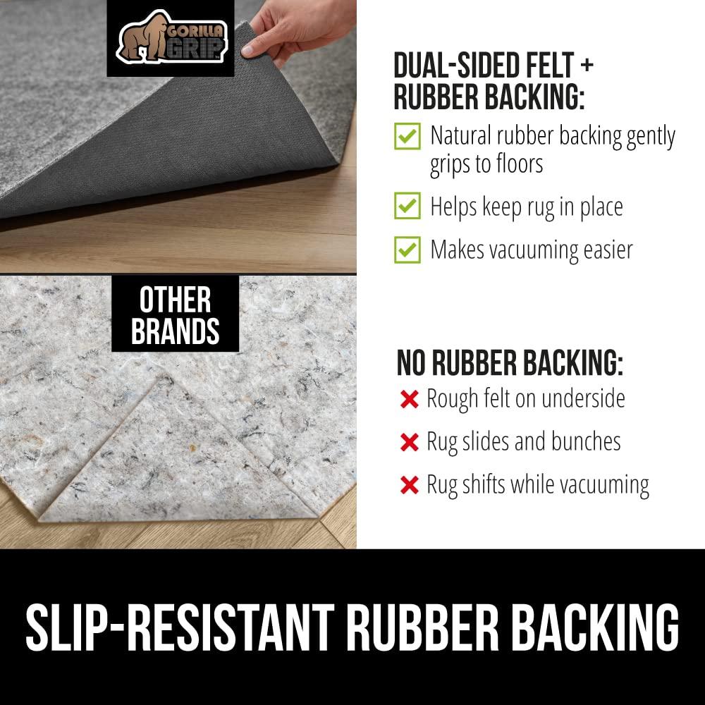Gorilla Grip GORILLA GRIP Felt and Natural Rubber Stay in Place Slip Resistant Rug Pad, 1/4 Thick, 7x10 FT Protective Padding for Under Area Rugs, Cushioned Gripper Pads, Carpet Runners Hardwood Floors Protection