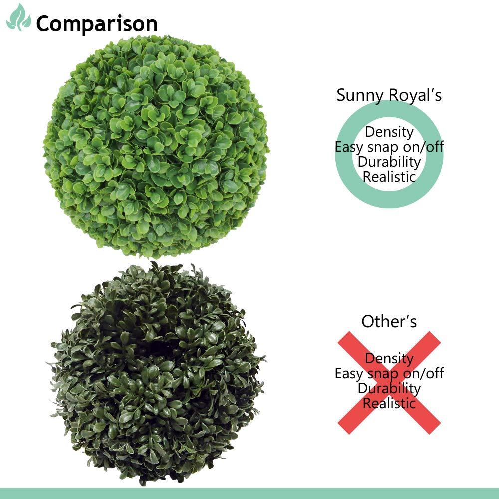 SunnyRoyal SunnyRoyal Topiary Ball Artificial Outdoor Boxwood Balls Topiary Lifelike Plants, Round Topiary for Indoor/Outdoor Decore, Lechguguilla 15 Inch, 3 Pieces