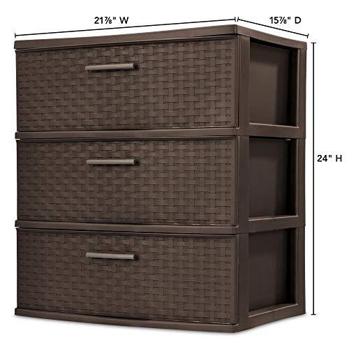 BLOSSOMZ BLOSSOMZ Plastic 3-Drawer Wide Weave Tower, Espresso