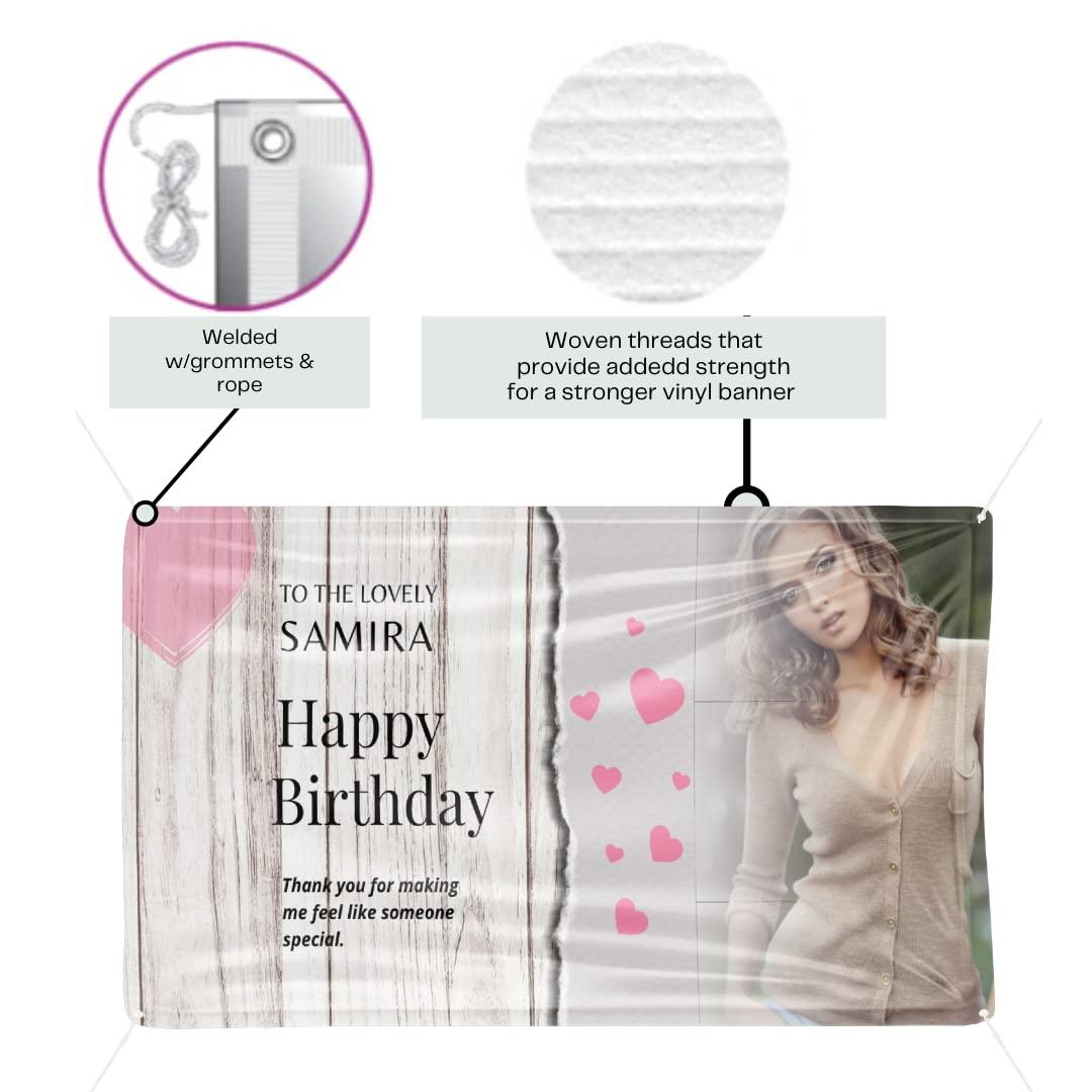 NICE MEMORY Custom Happy Birthday Vinyl Banner Sign, Personalized Party Backdrop, Gift, and Decoration - From NiceMemoryLLC. (Style-21)